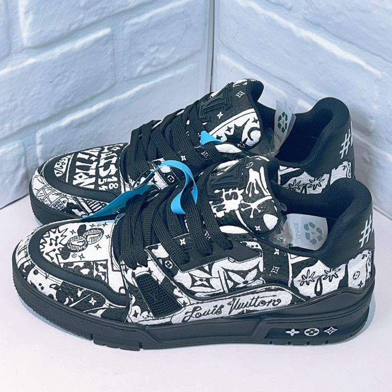 Louis Vuitton Louis Vuitton Black and White Trainer Sneakers 0079 Size US 6 / EU 39 - 1 Thumbnail