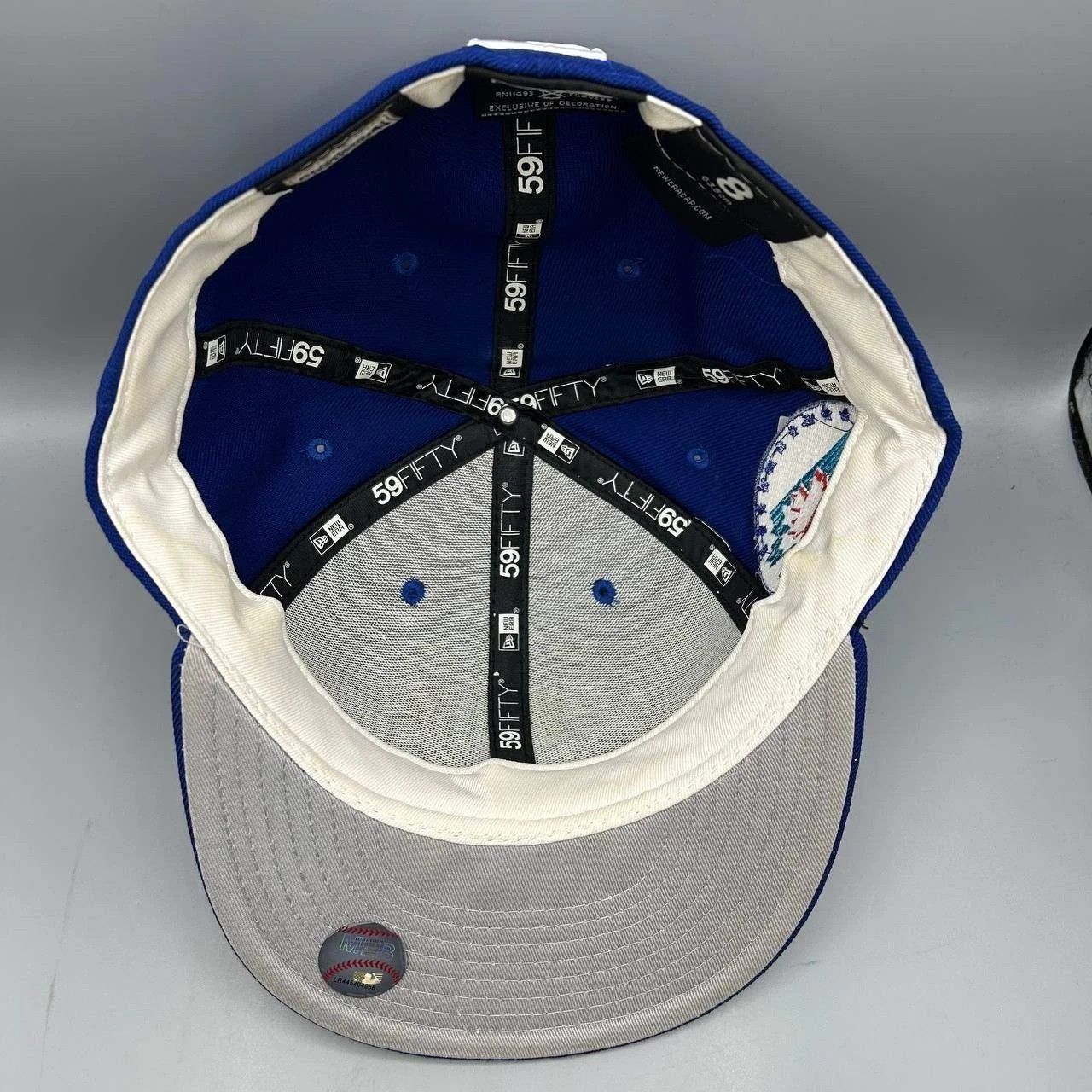 New Era Toronto Blue Jays Hat Men 8 Blue Gray MLB Fitted Cap Wool Size ONE SIZE - 2 Thumbnail