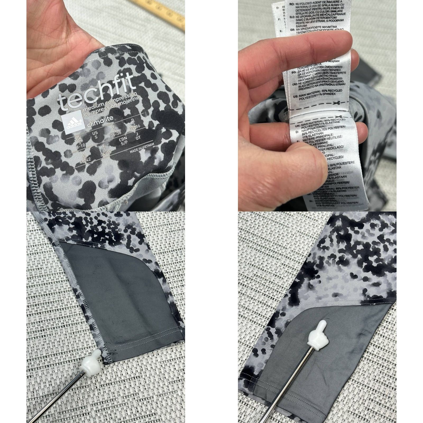 Adidas Adidas Leggings Womens Small Multicolor Printed Techfit Climalite Training Tight Athletic Activewear Summer Sports Size 28" / US 6 / IT 42 - 9 Thumbnail
