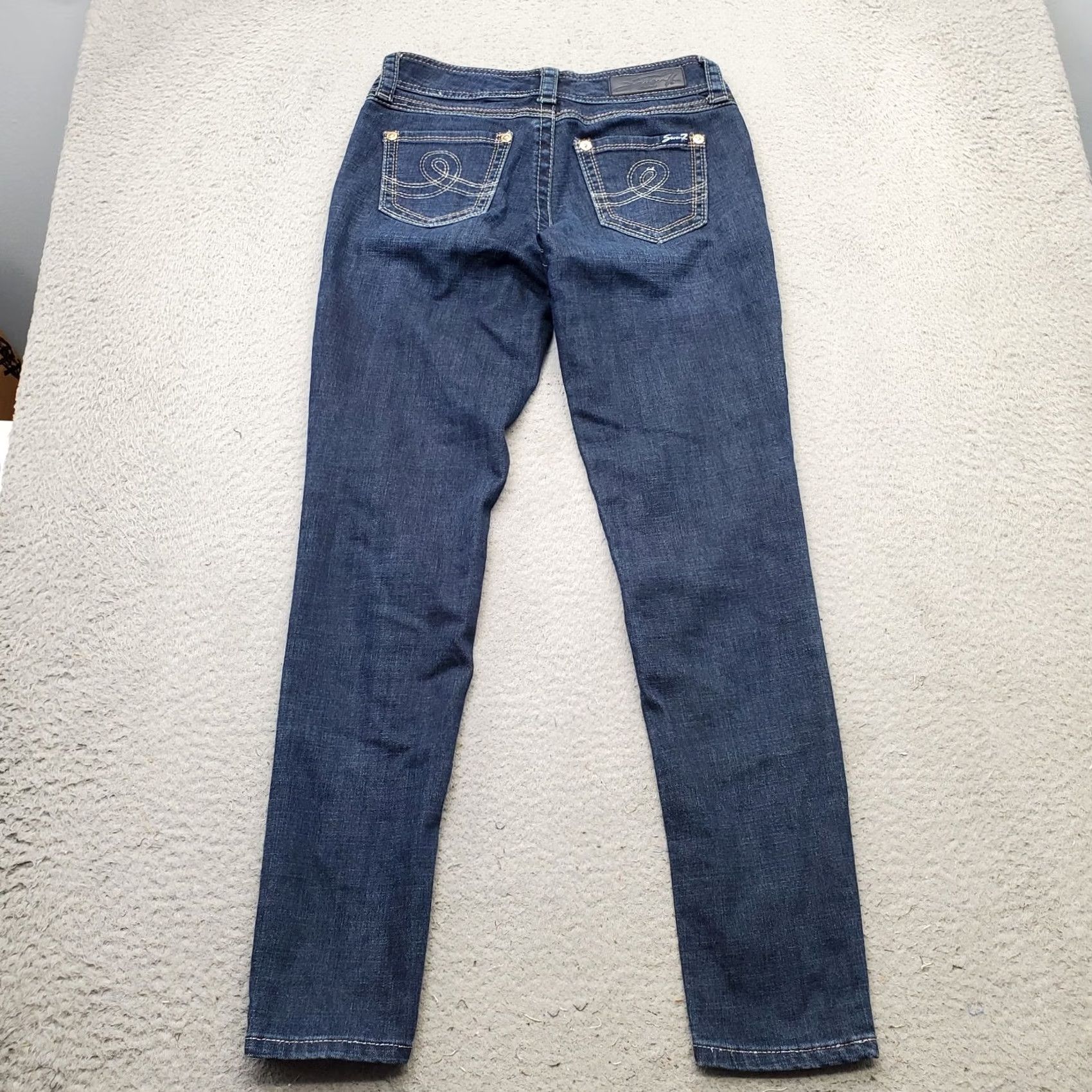 Vintage Seven7 Womens Crop Skinny Jeans Size 4 Blue Denim Mid Rise 29" Inseam 5-Pocket Denim Size 27" / US 4 / IT 40 - 2 Thumbnail