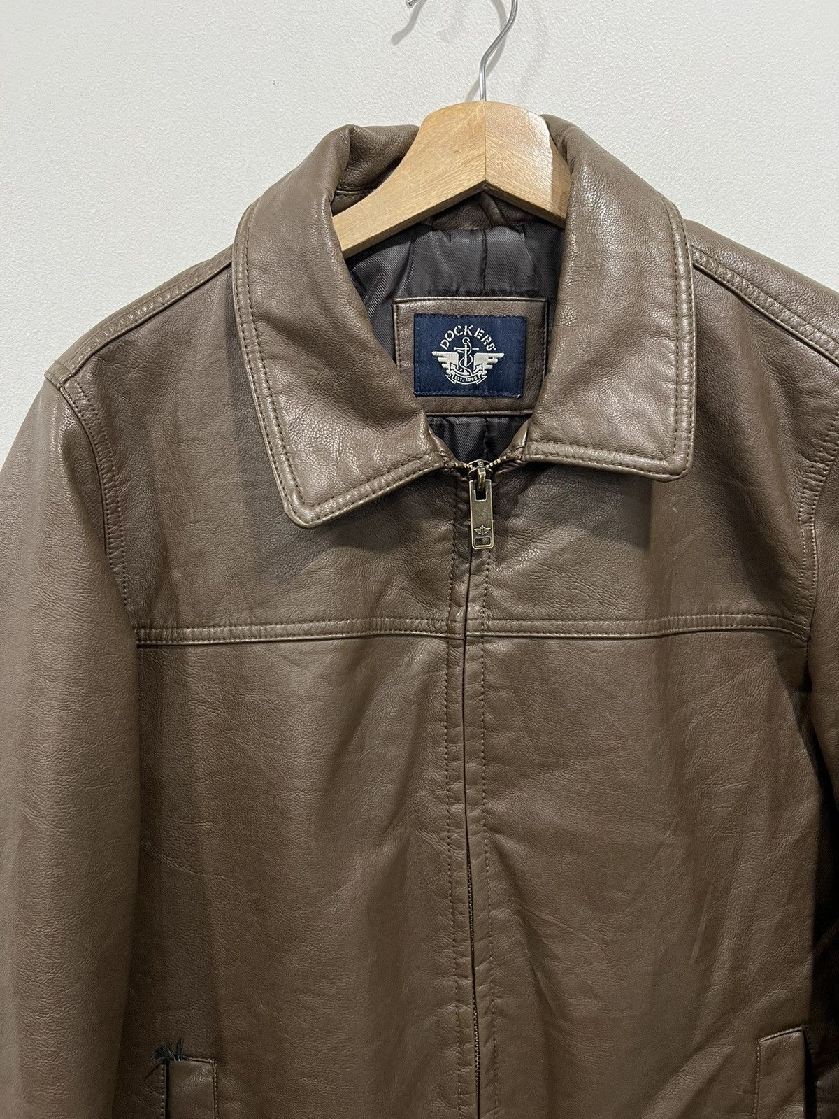 Vintage Vintage Leather Jacket Brown Zip Up Dockers Size US S / EU 44-46 / 1 - 3 Thumbnail