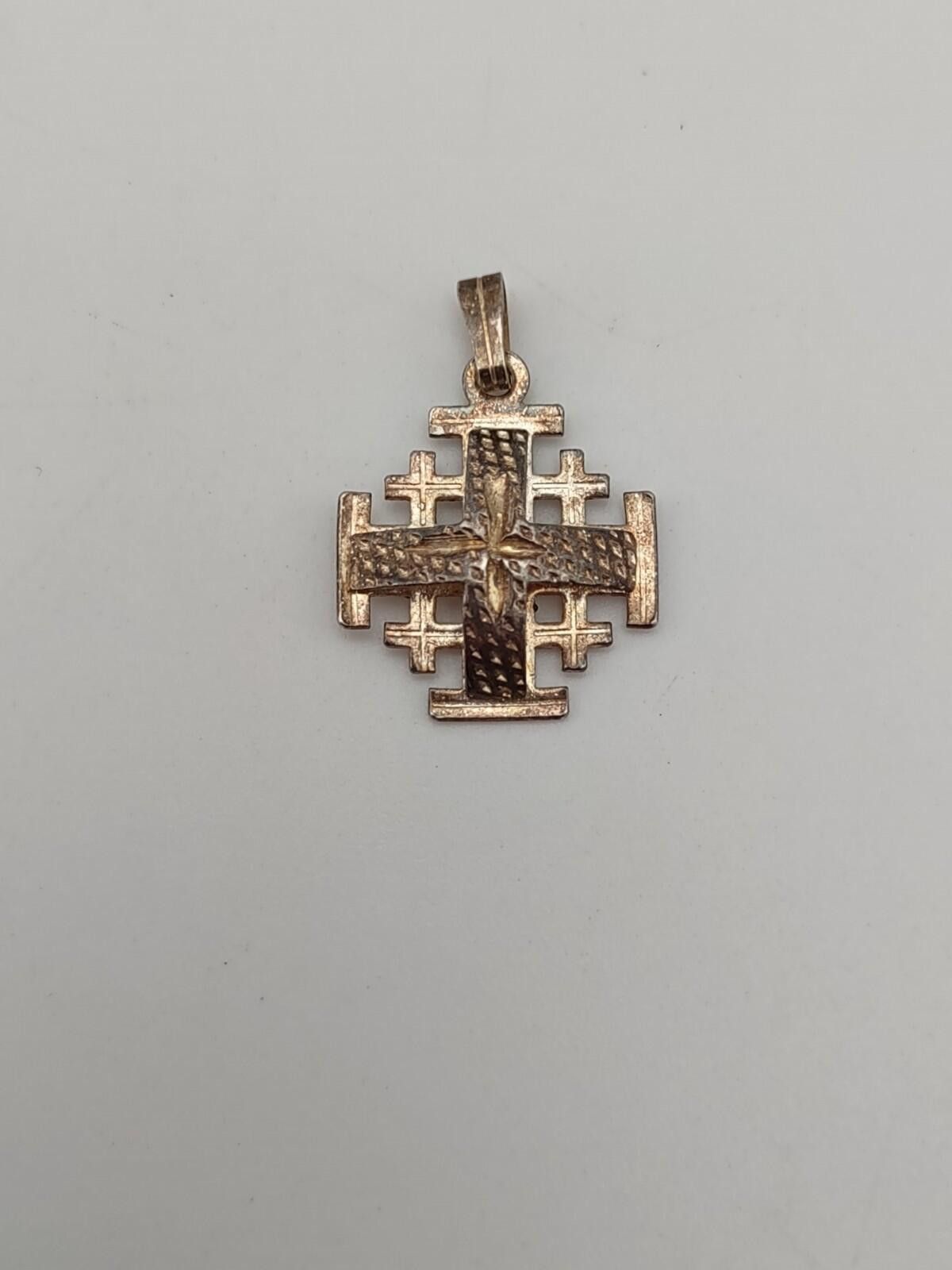 The Unbranded Brand Jerusalem Cross 925 Sterling Israel Religious Pendant Size ONE SIZE - 1 Thumbnail