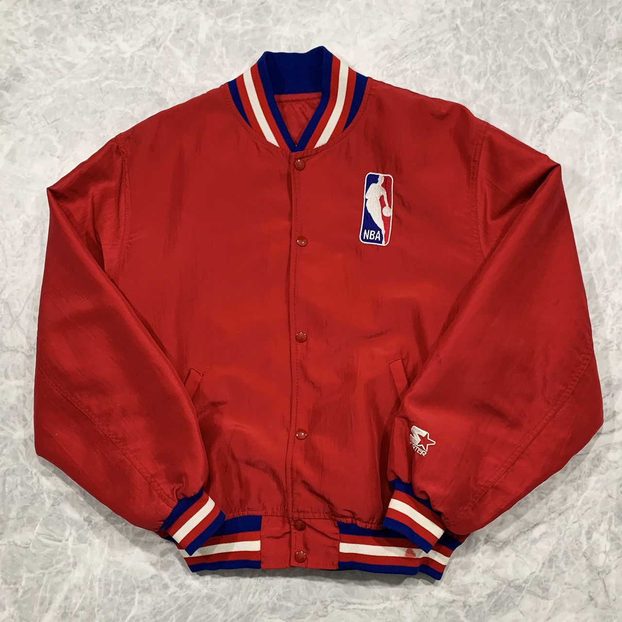 image of VTG 90's Nba Logo Starter Satin Bomber Jacket Red Size L, Men's