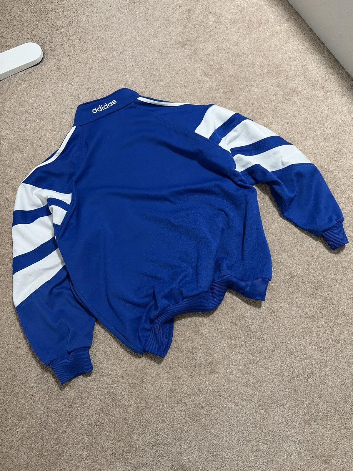 Adidas Rare Vintage Adidas Blue Three Stripes Sweater Size US L / EU 52-54 / 3 - 2 Thumbnail