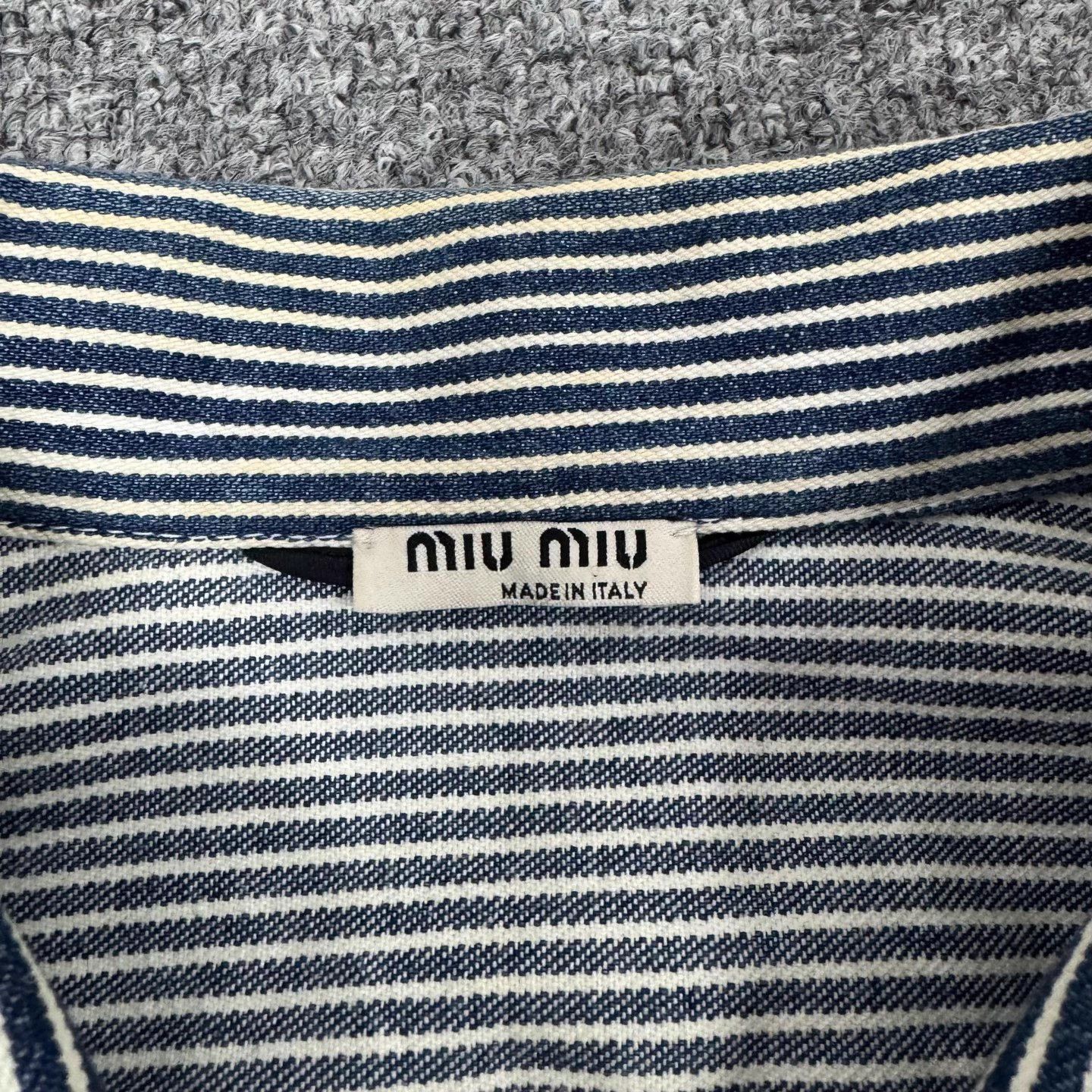 Miu Miu Miu Miu striped back logo denim jacket 38 99 new Size XS / US 0-2 / IT 36-38 - 5 Thumbnail