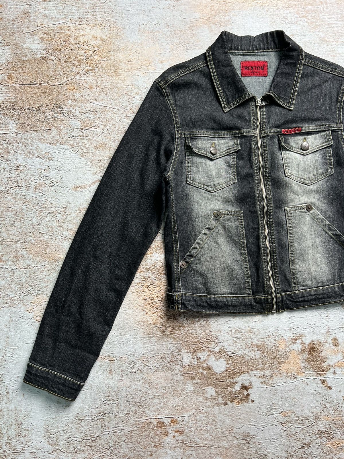 Vintage Vintage Japanese washed denim zip jacket Size S / US 4 / IT 40 - 2 Thumbnail