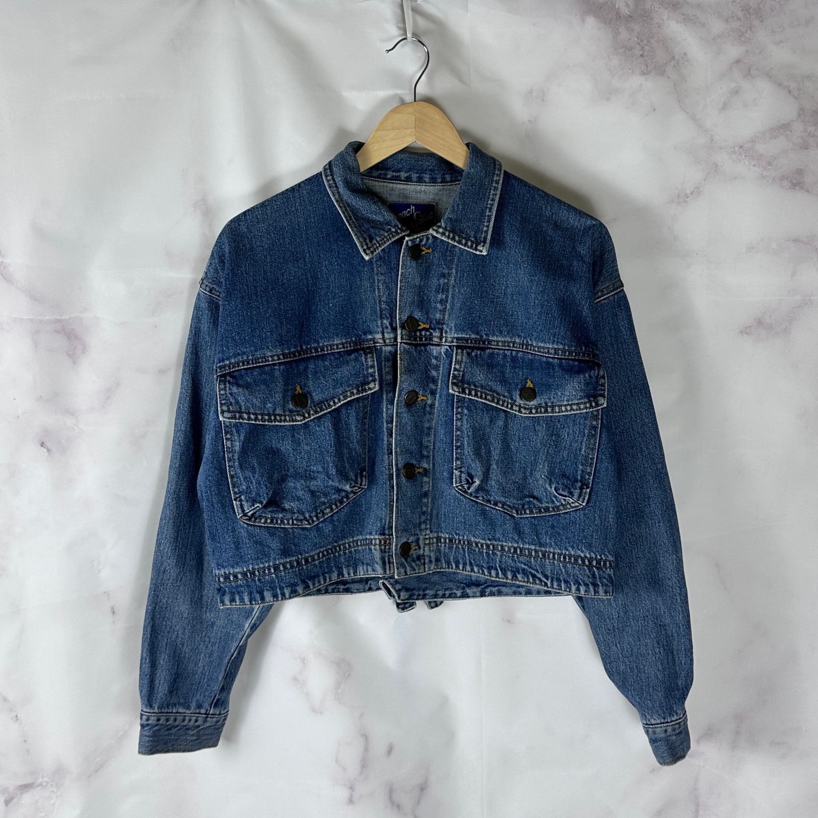 Japanese Brand Pony Express French Blue Cropped Denim Jacket Size S / US 4 / IT 40 - 1 Thumbnail