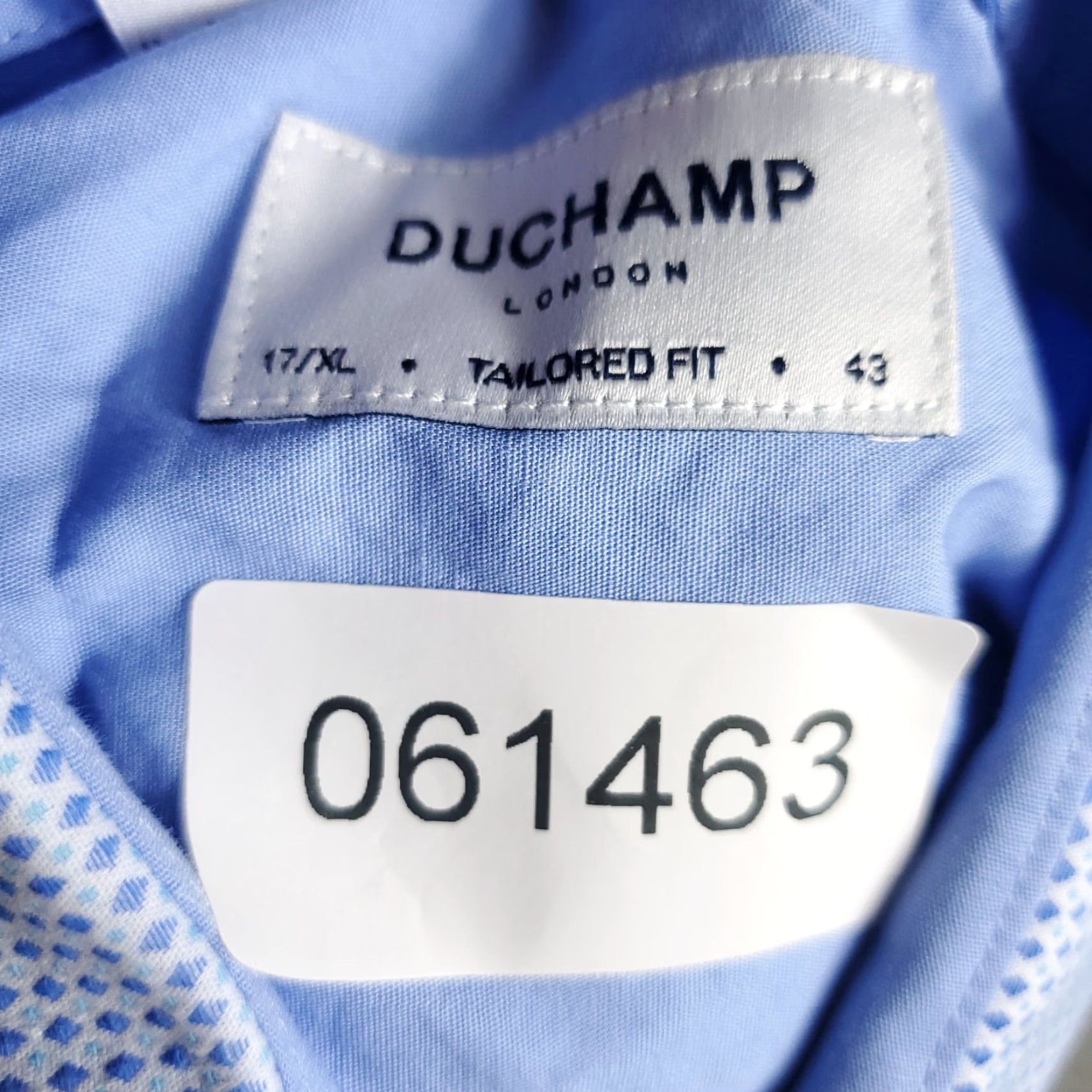 Vintage Duchamp Mens Dress Shirt Blue 17.5 XL Long Sleeve Button Up Collared 100% Cotton Size 46R - 7 Thumbnail
