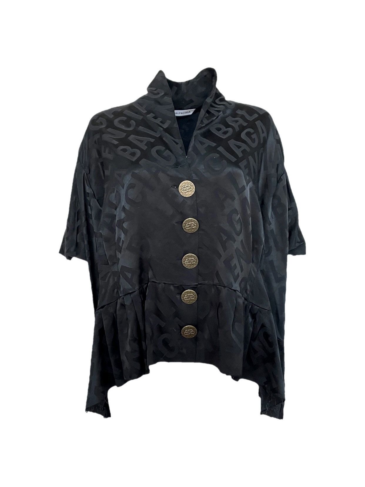 Balenciaga oversized blouse with all over logo in black 38.