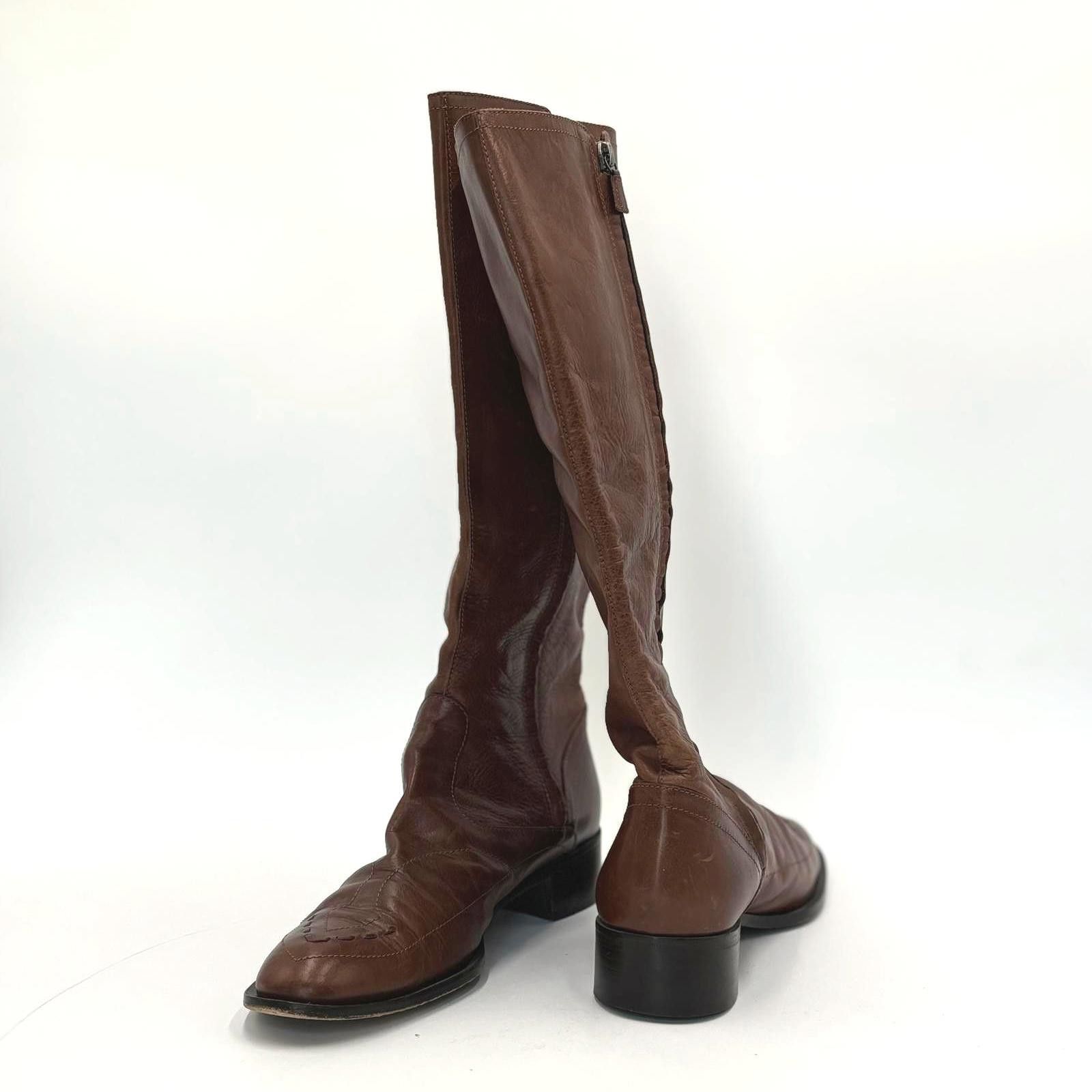 Designer PHILOSOPHY Di Alberta Ferretti Brown Leather Boots Size 9 Size US 9 / IT 39 - 2 Thumbnail