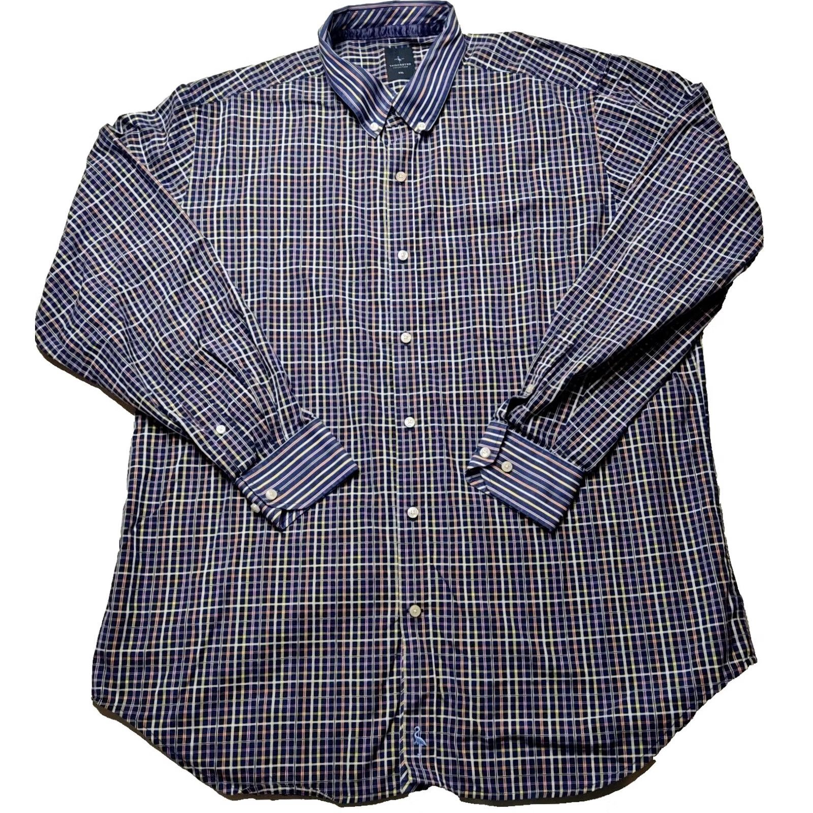 Tailorbyrd TAILORBYRD Men 2XL Blue Plaid 100% Cotton Long Sleeve Button-Up Shirt Size US XXL / EU 58 / 5 - 2 Thumbnail