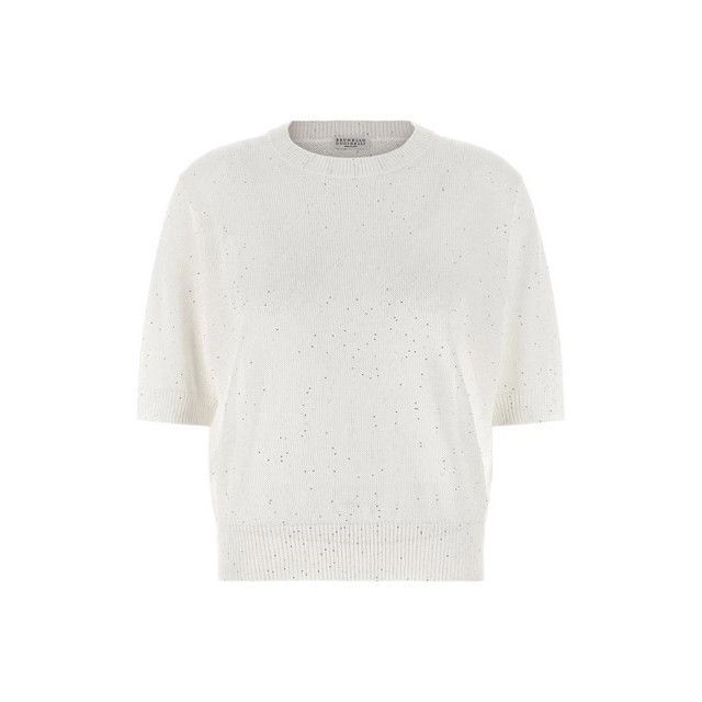 Brunello Cucinelli BRUNELLO CUCINELLI White Sequin Linen Sweater New & Authenti Size M / US 6-8 / IT 42-44 - 1 Thumbnail