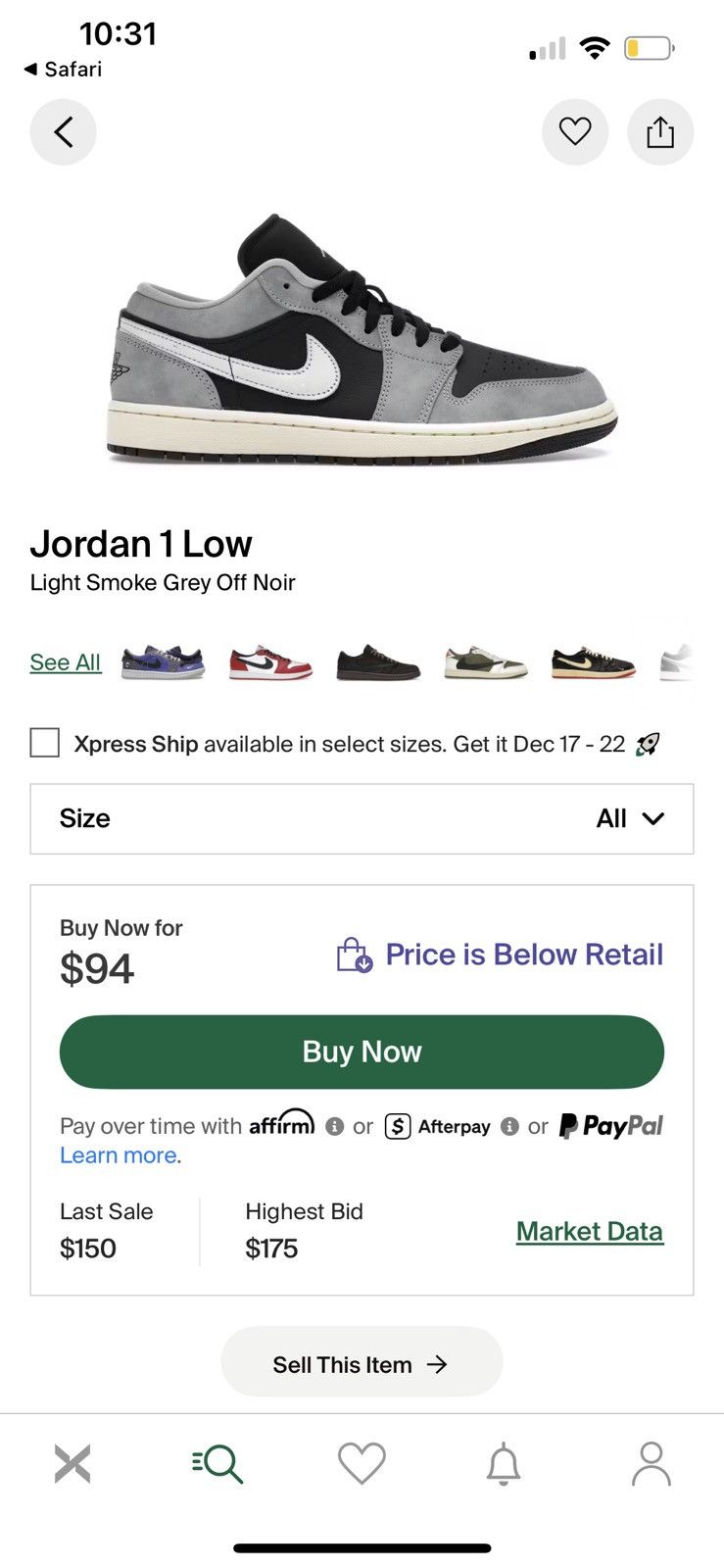 Nike jordan 1 lows black and grey Size US 10 / EU 43 - 6 Thumbnail