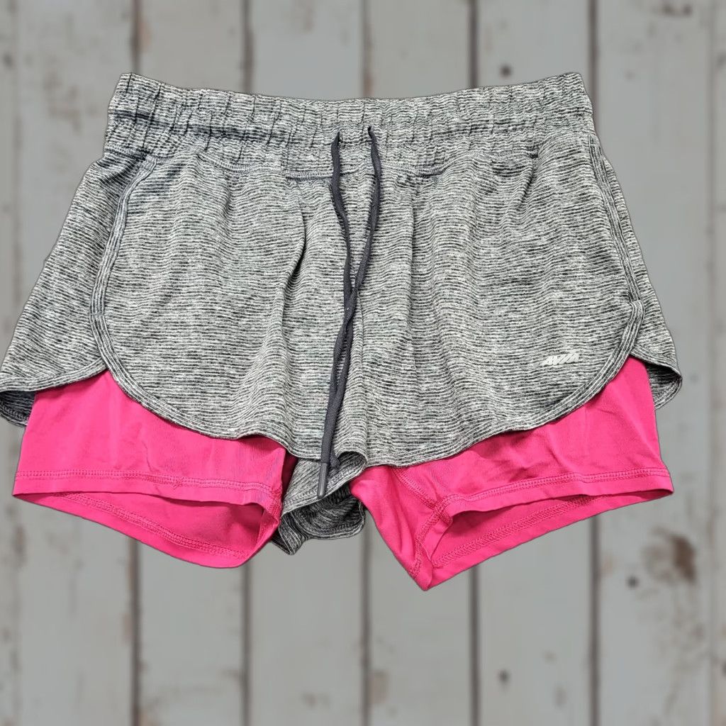 Avia Avia Shorts Women's M Pink & Gray Lined Pockets Athletic Running Golf Striped Multiple Activities Size 32" / US 10 / IT 46 - 1 Thumbnail