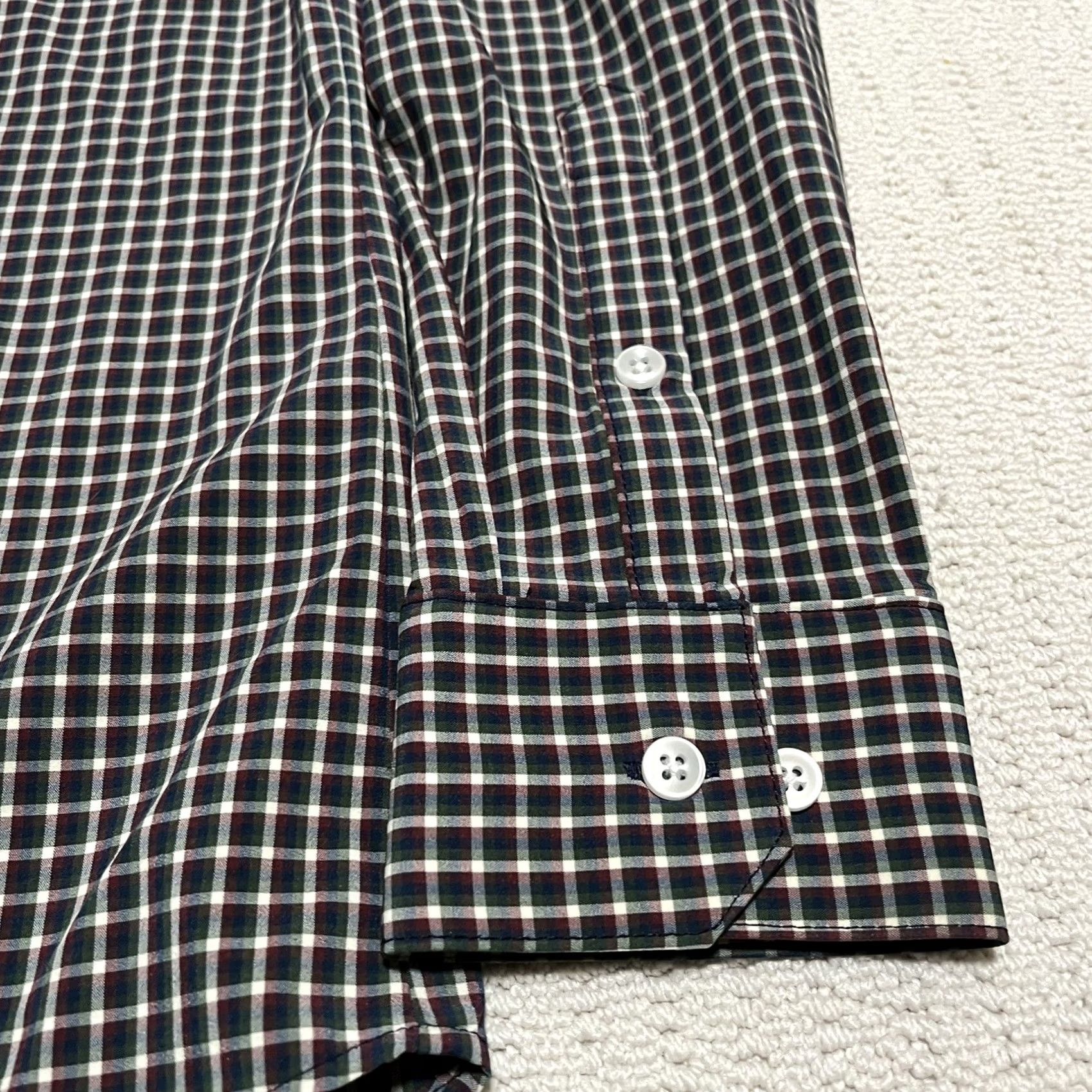 Mizzen+Main Mizzen+Main Shirt Mens Leeward Trim Fit Medium Blue and Burgundy Gingham Check Button-Up Long Sleeve Collared Twill Knit Size US M / EU 48-50 / 2 - 3 Thumbnail