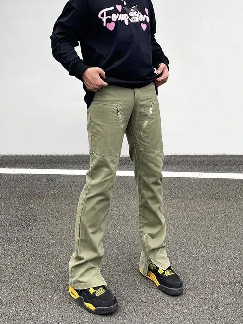 VIBE Ankle Zip Khaki Stacked Panel Denim Jeans Size US 34 / EU 50 - 1 Thumbnail