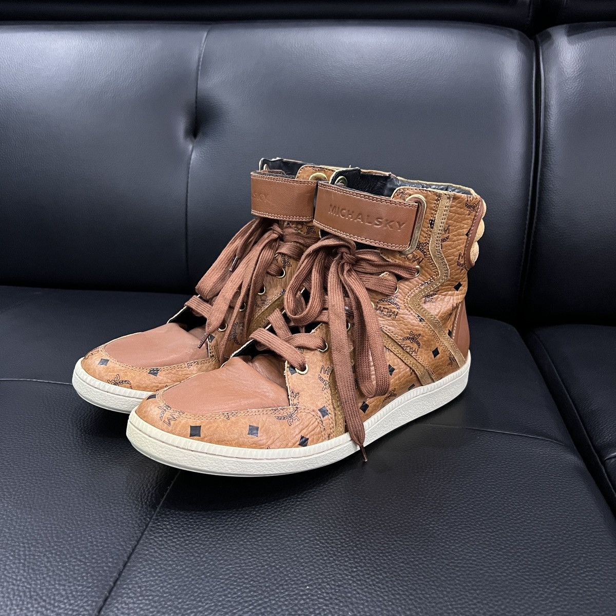 MCM MCM Monogram High-Top Sneakers Size US 8.5 / EU 41-42 - 1 Thumbnail