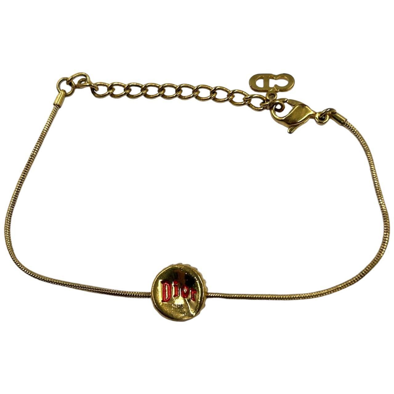 image of Vintage Christian Dior Bottle Cap Bracelet in Gold, Women's