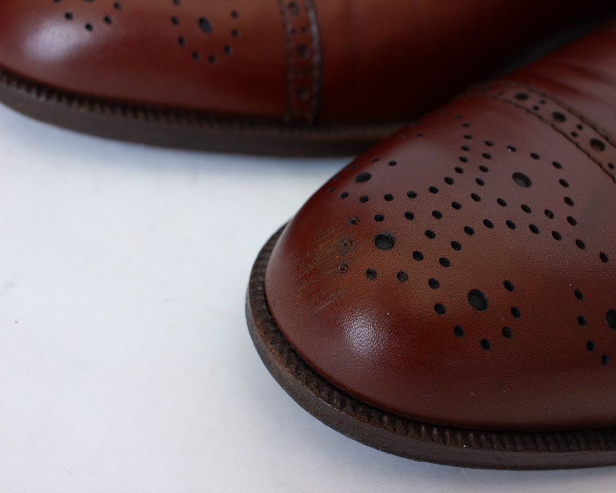 Salvatore Ferragamo Salvatore Ferragamo Brown Leather Oxford Cap Toe Brogue Size US 9.5 / EU 42-43 - 14 Thumbnail