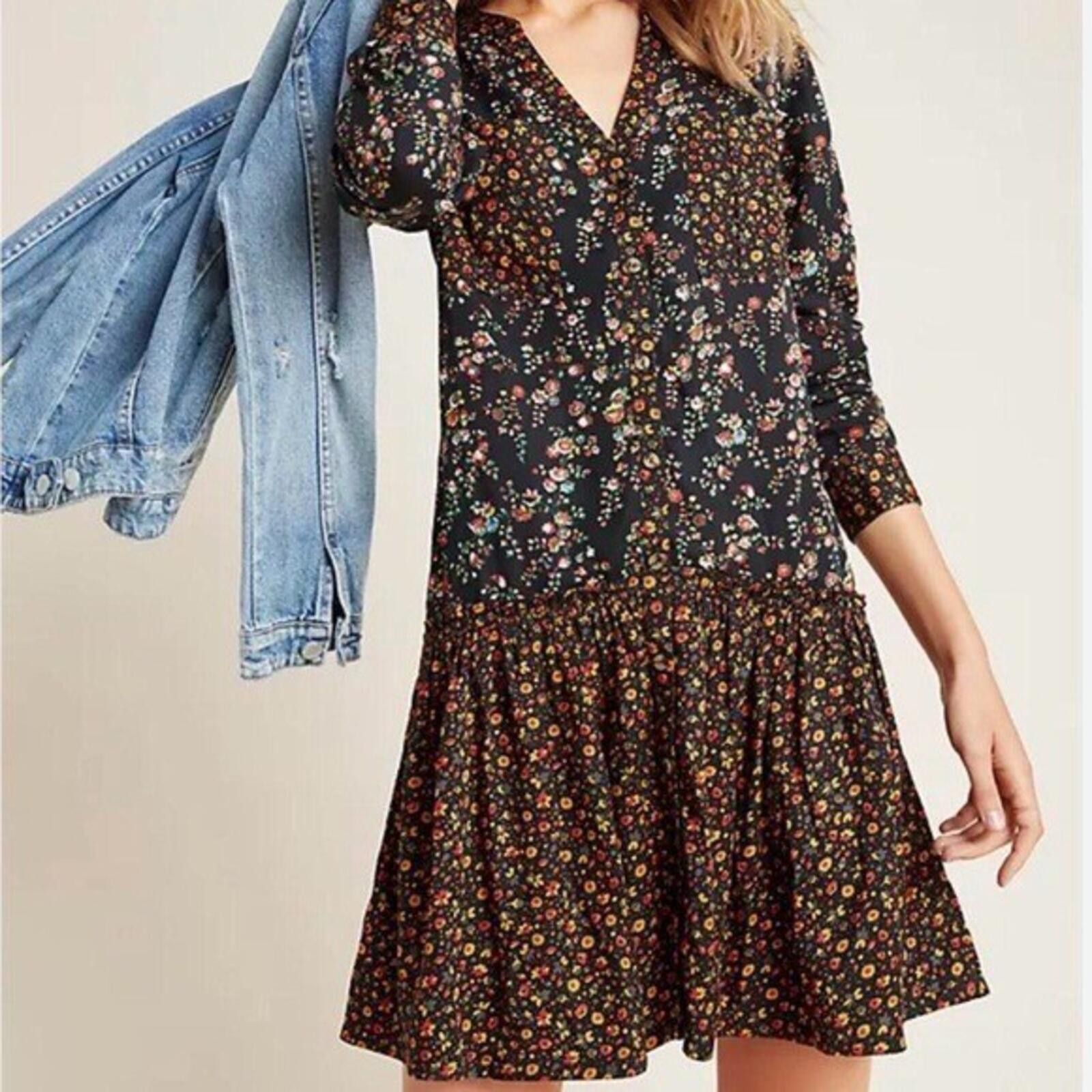 Anthropologie Anthropologie Maeve Marlie Floral Button Front Dress Med Size XS / US 0-2 / IT 36-38 - 1 Thumbnail
