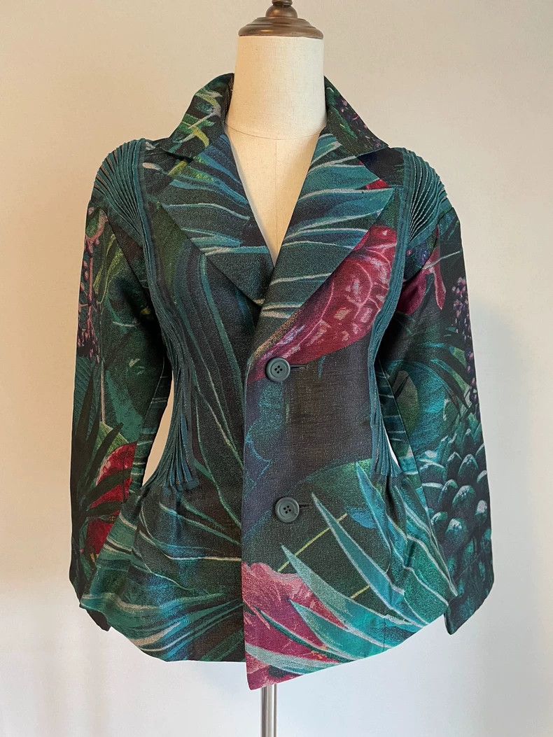 Issey Miyake Issey Miyake size:2 Blue-green main plant and floral coat Size M / US 6-8 / IT 42-44 - 5 Thumbnail