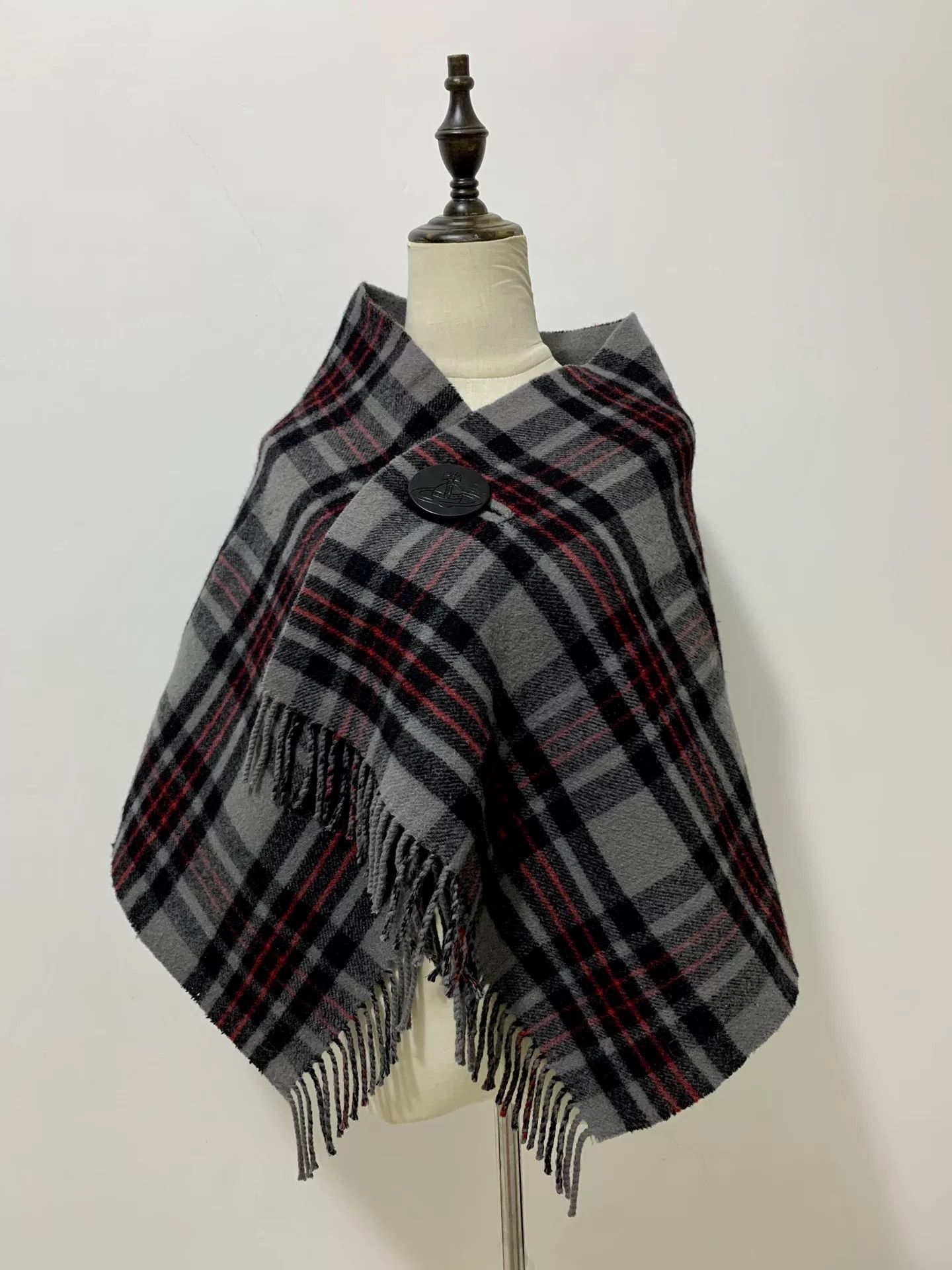 Vivienne Westwood Vivienne Westwood Vintage Gray Plaid Shawl Size ONE SIZE - 1 Thumbnail
