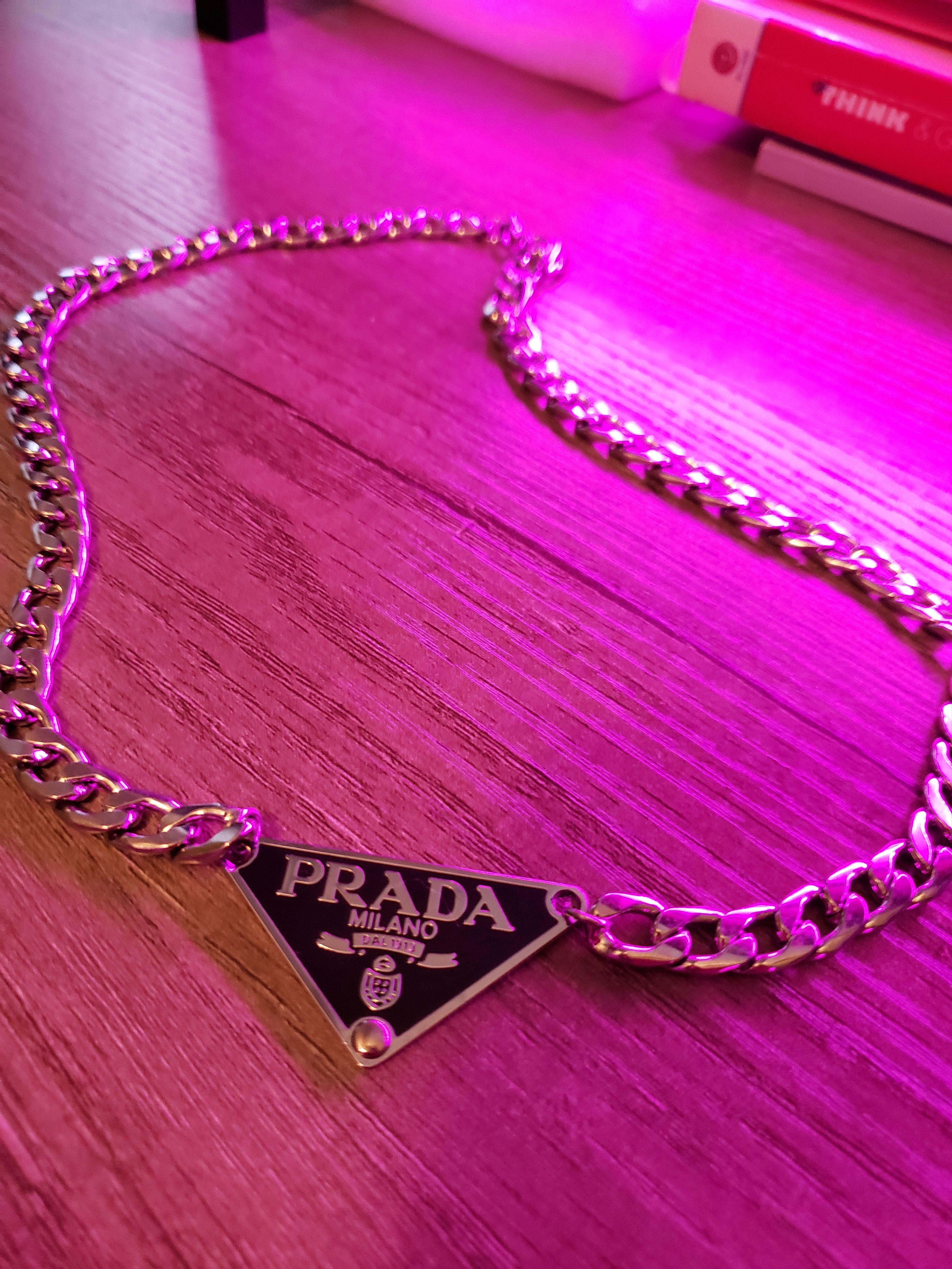 Other Unisex Pr*da New triangle Sterling Silver Necklace Size ONE SIZE - 2 Thumbnail
