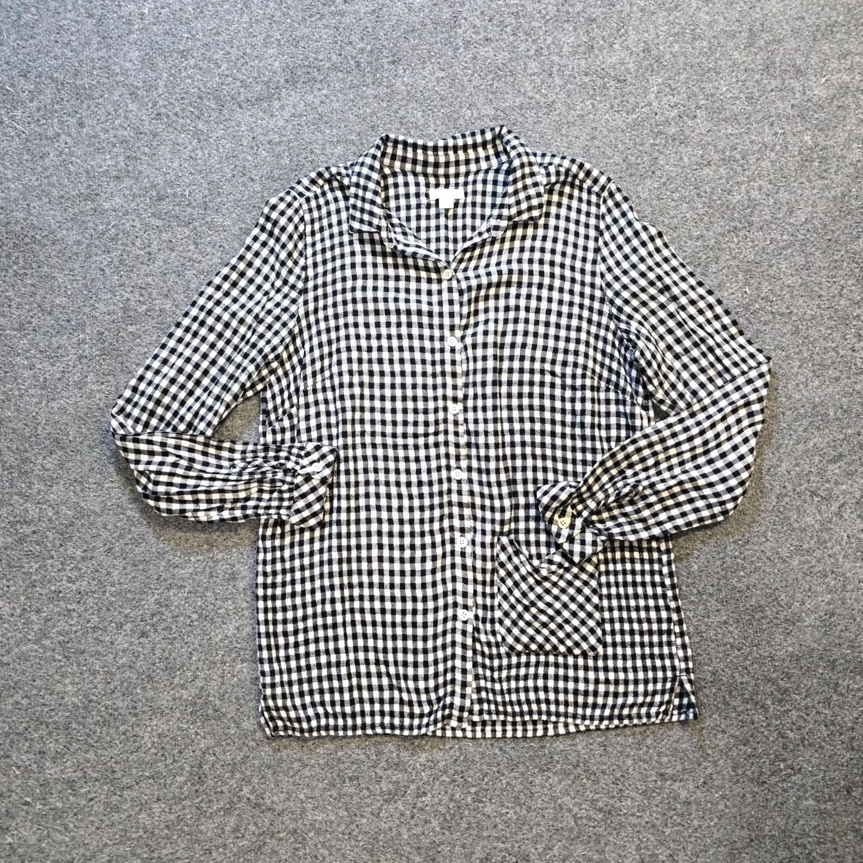 J. Jill J Jill Top Shirt Womens S Black Plaid Button Pocket Long Sleeve Casual Size S / US 4 / IT 40 - 2 Thumbnail