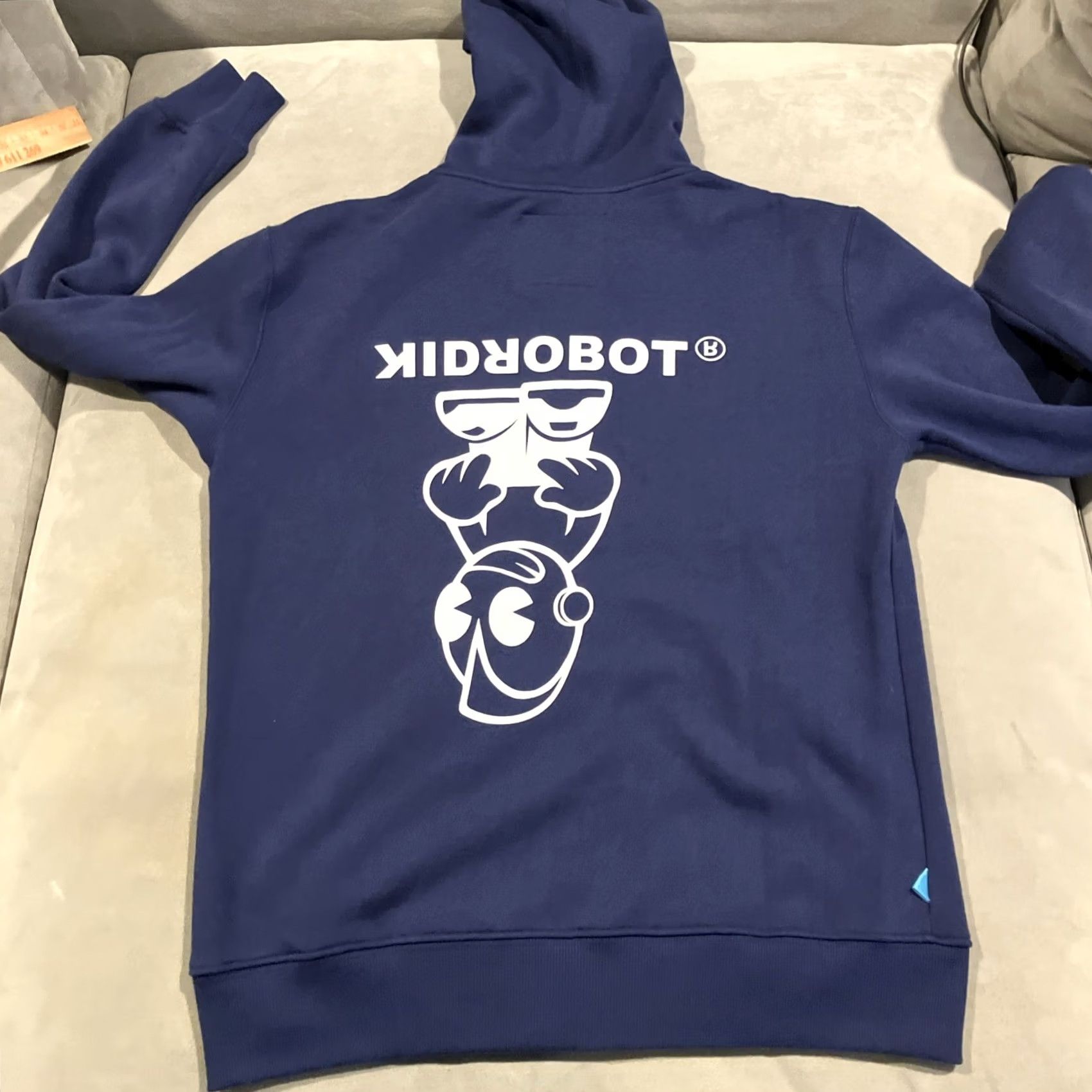 Logo 7 VINTAGE Kidrobot Hoodie Full Zip Up Inverted Logo Men's Large Blue Graphic Print Hooded Pockets Size US L / EU 52-54 / 3 - 5 Thumbnail