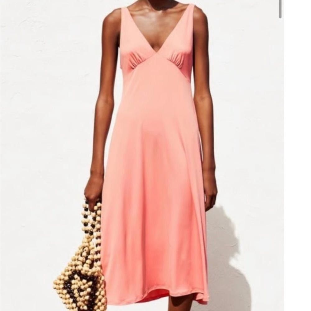 Zara Zara l Pink Slip Midi Dress Small Size S / US 4 / IT 40 - 1 Thumbnail