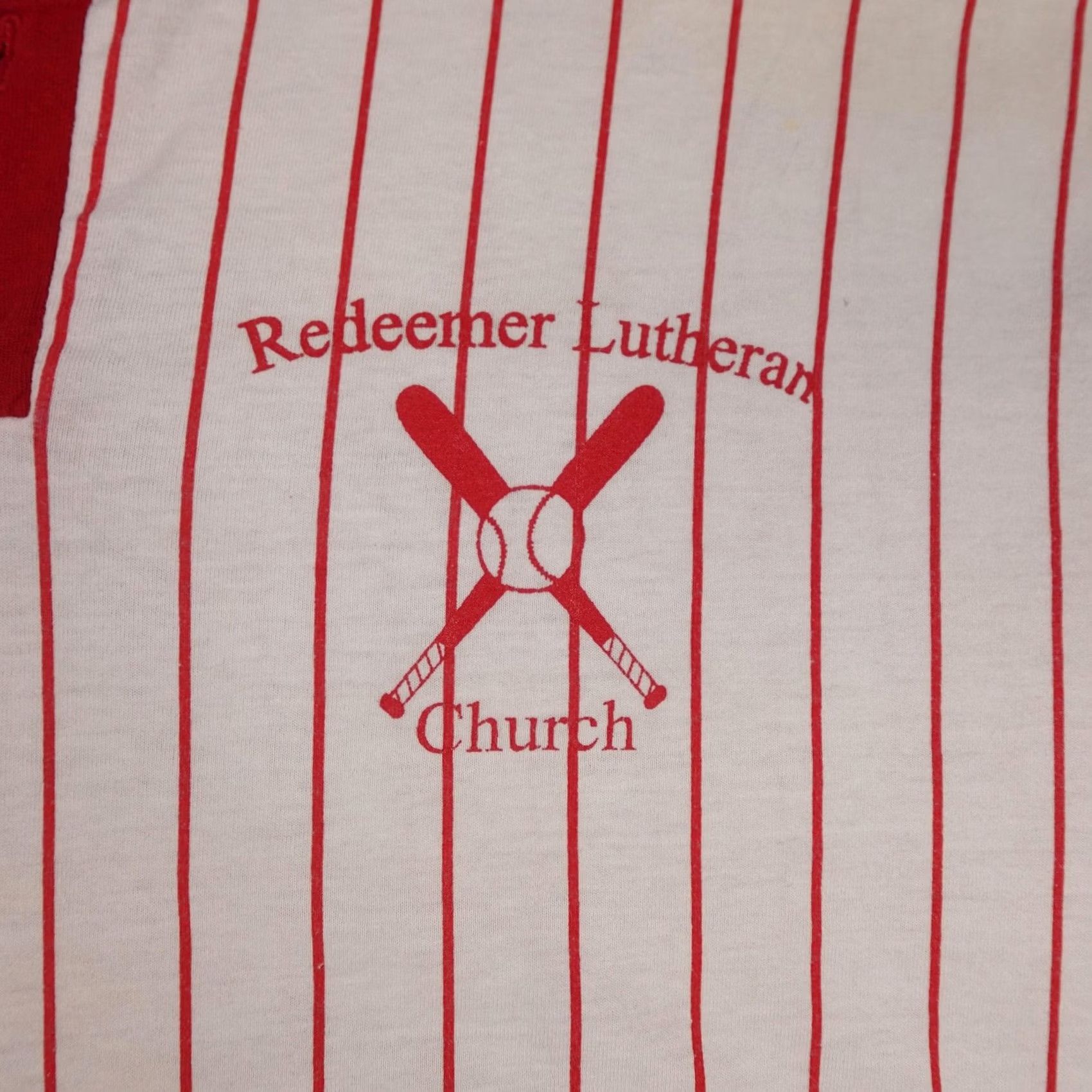 Russell Athletic VINTAGE Russell Athletic Redeemer Lutheran Church Shirt Mens XL White Red Pinstripe Size US XL / EU 56 / 4 - 7 Thumbnail