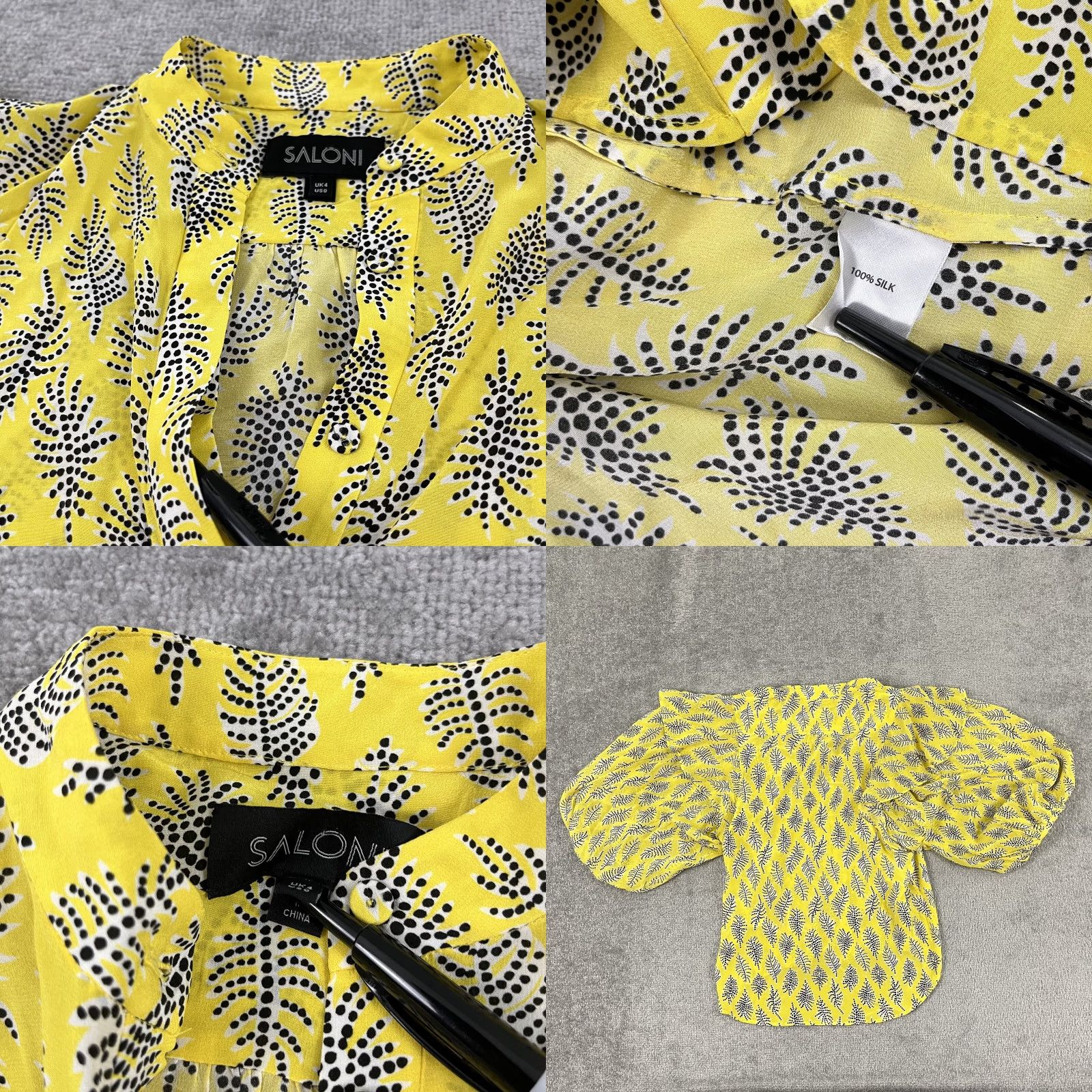 Vintage SALONI Yellow Silk Chiffon Button-Up Shirt Top Womens Size 0 Ruffle 3/4 Sleeve Casual Classic Size XS / US 0-2 / IT 36-38 - 8 Thumbnail