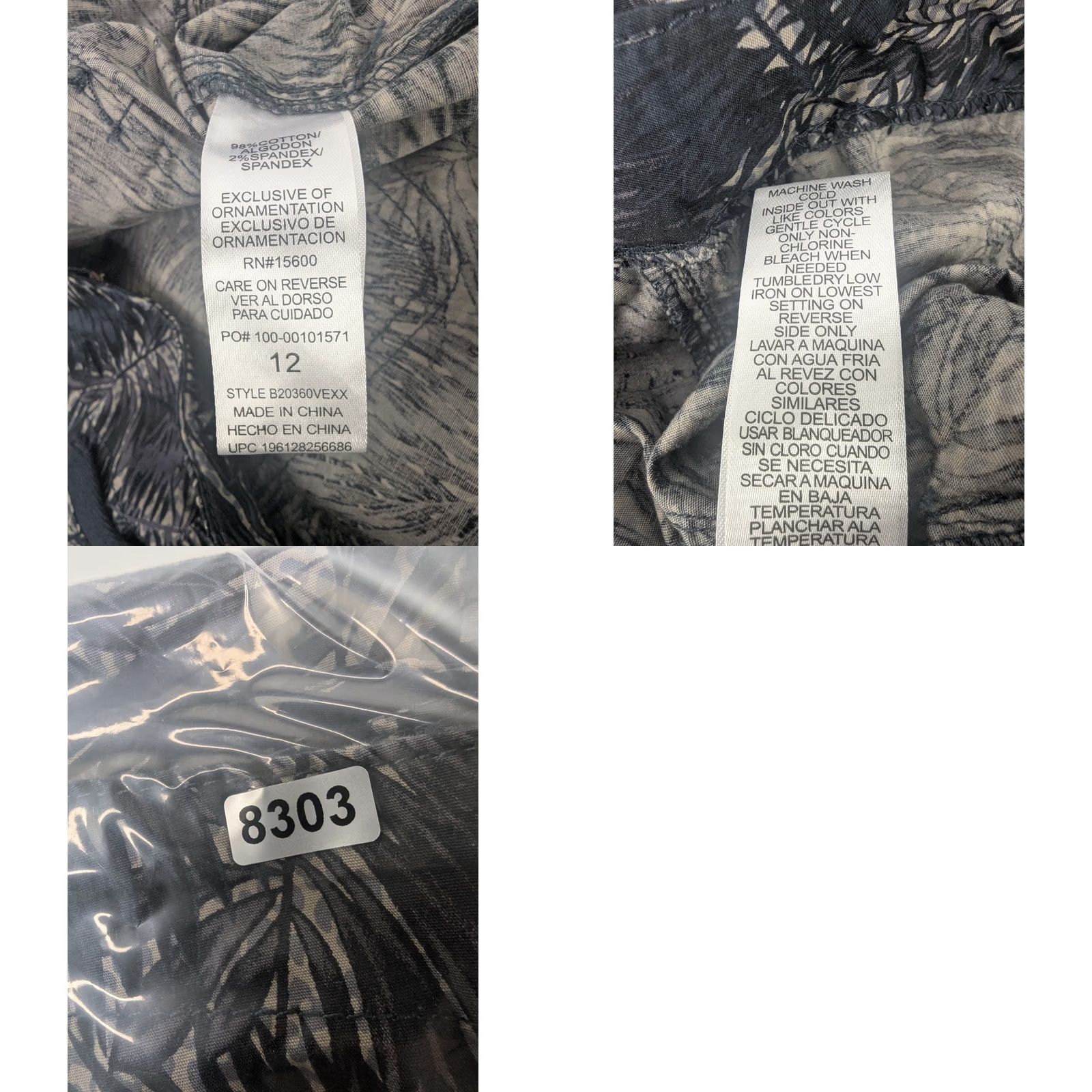 Vintage Democracy Pants Women's 12 Cargo Twill Navy Floral Minimal Cropped Straight Front Pocketed Size 34" / US 12 / IT 48 - 9 Thumbnail