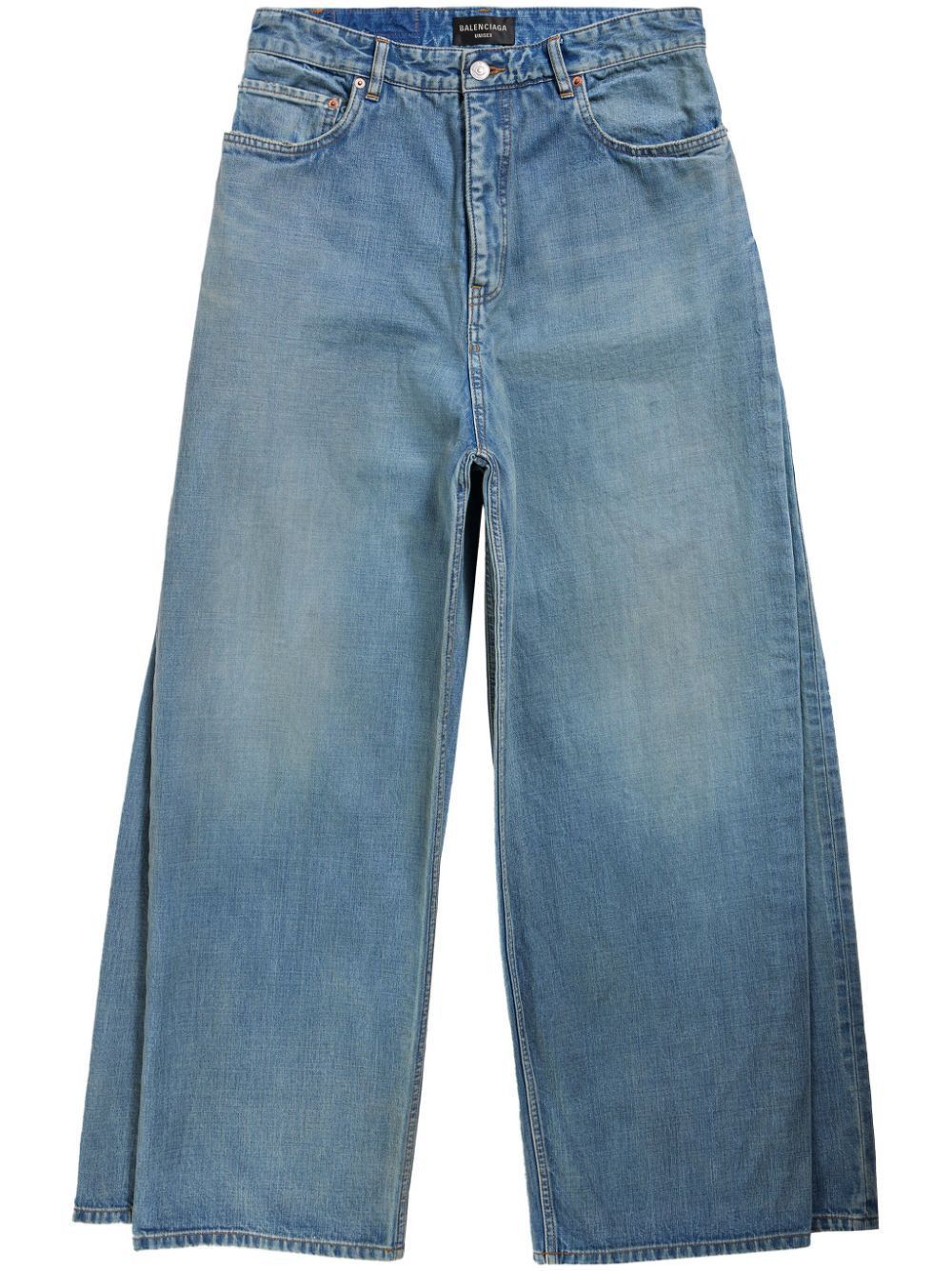layered mid-rise wide-leg jeans