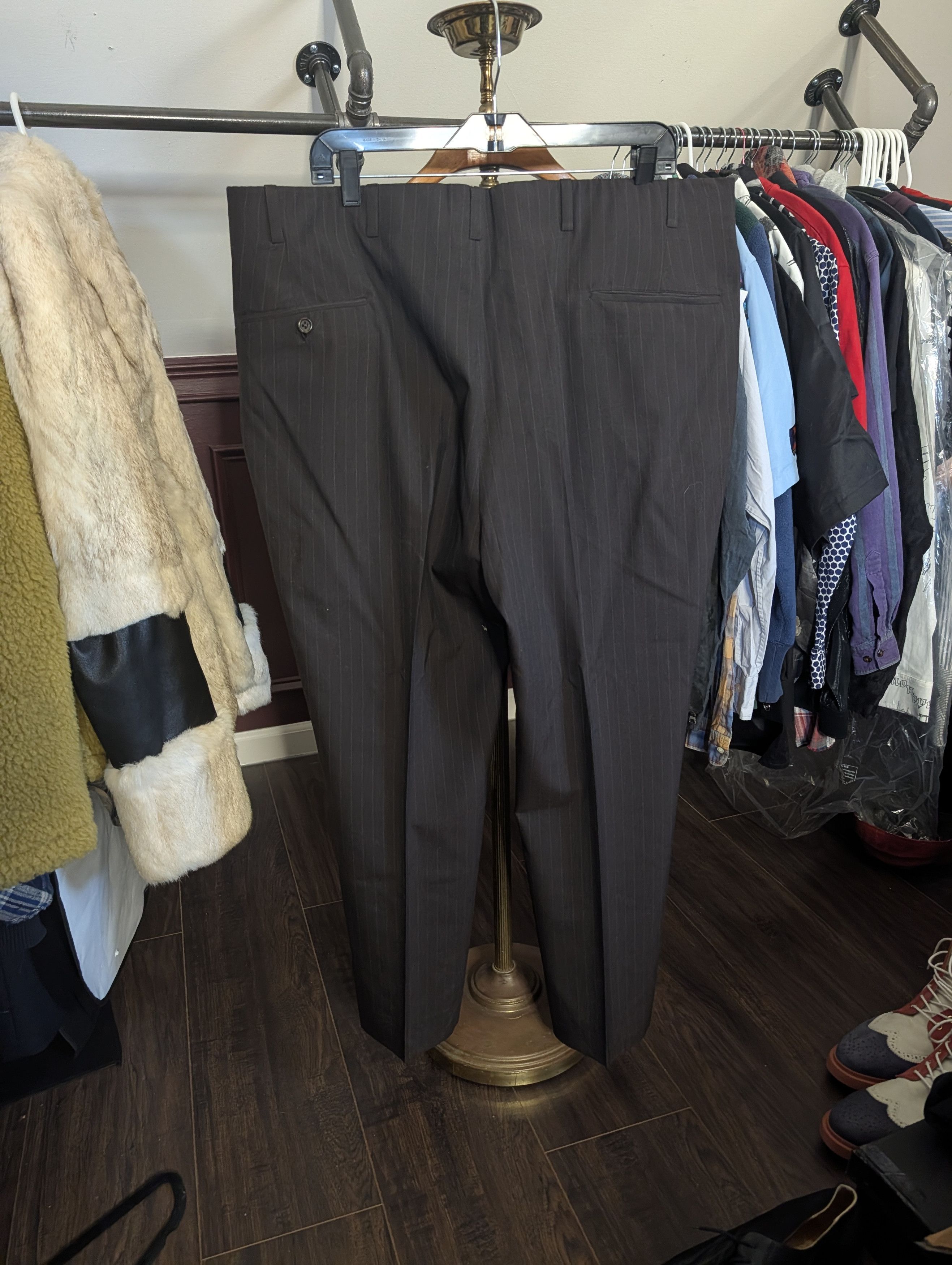 Oxxford Clothes 2pc Brown Pinstripe Super 100s Handmade Suit 44R Size 44R - 11 Thumbnail
