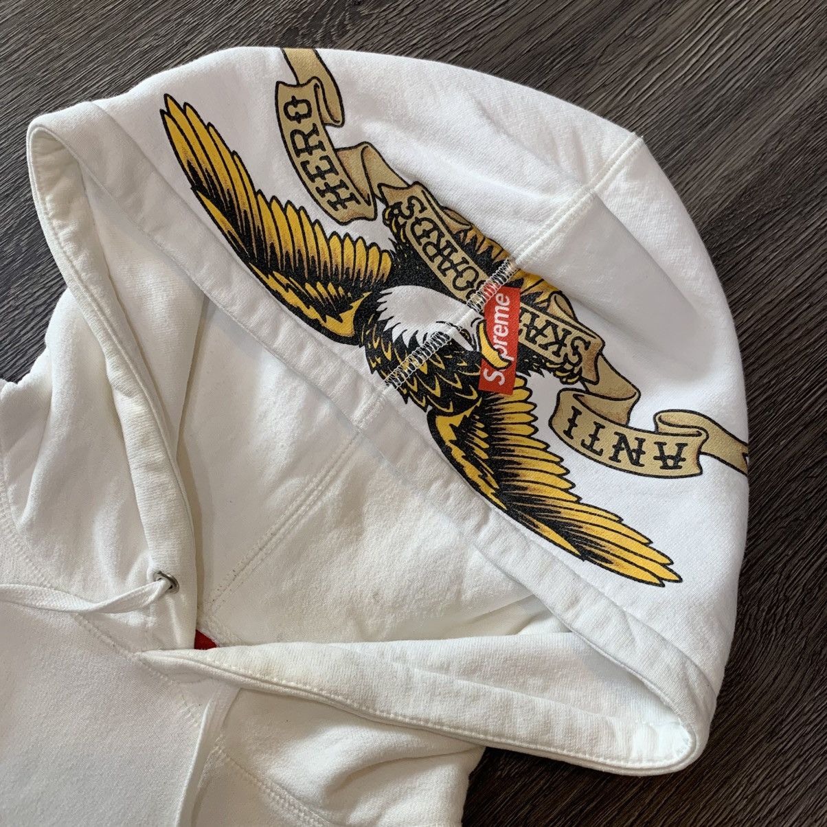 Antihero × Supreme Supreme x Anti Hero FW16 Reverse Weave White Hoodie Size US M / EU 48-50 / 2 - 3 Thumbnail