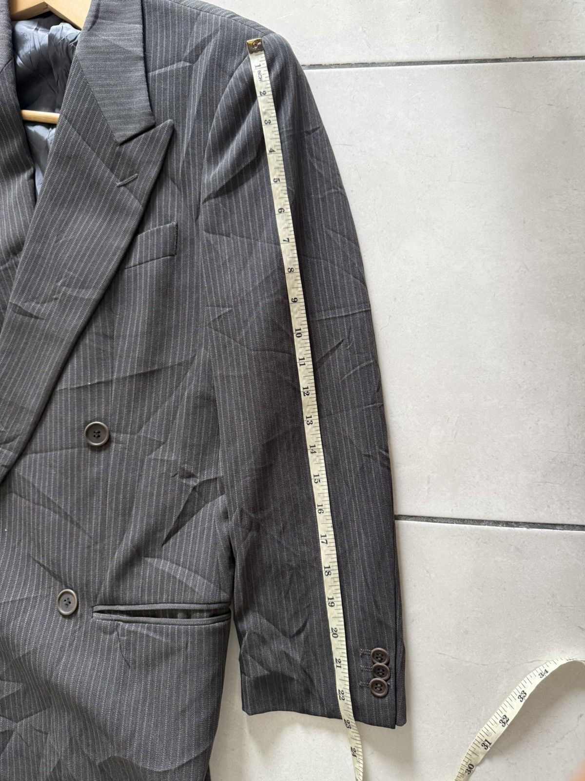 Giorgio Armani Vintage Giorgio Armani Double Breasted Stripe Blazer Size 44R - 16 Thumbnail