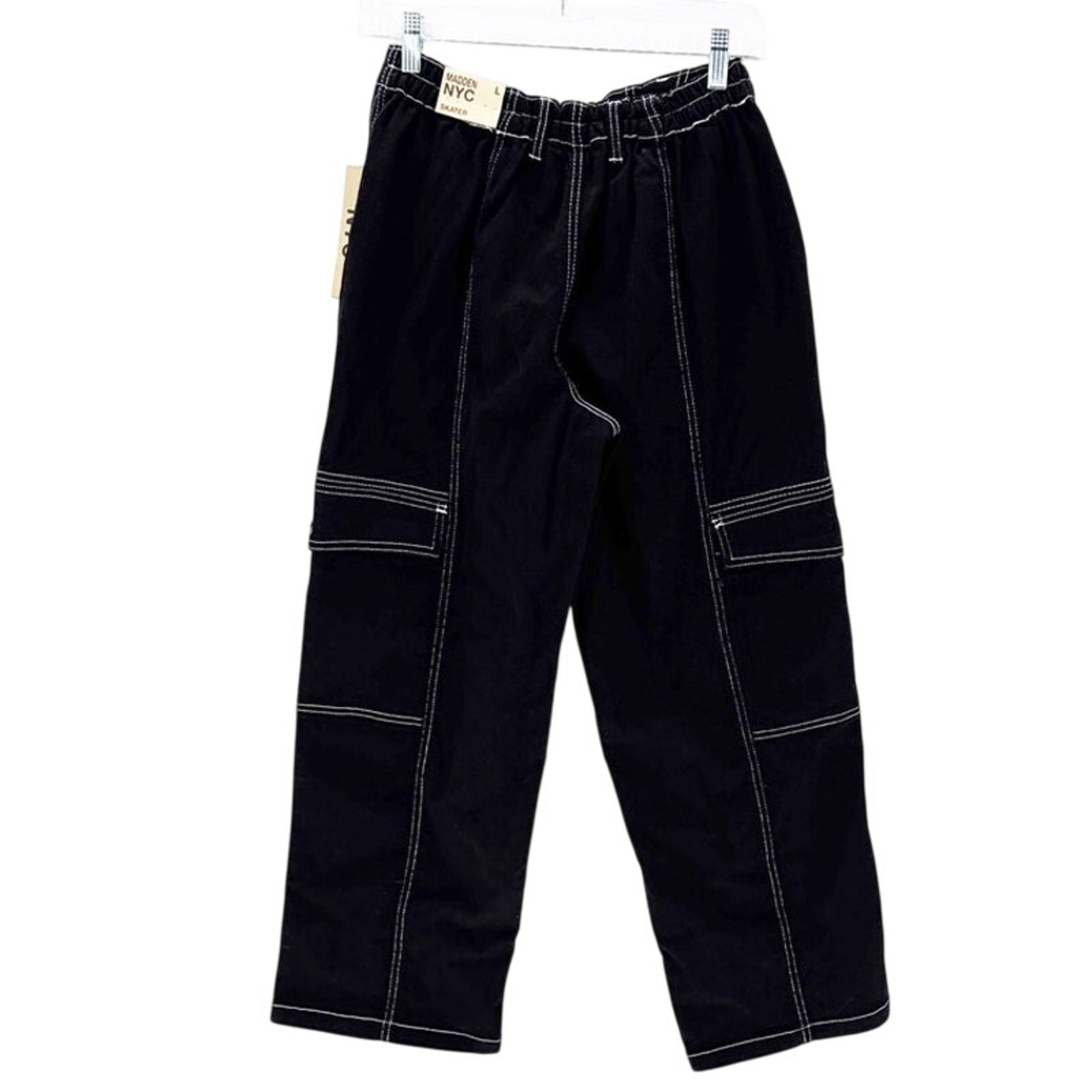 Madden NYC Madden NYC black cargo pants contrast stitching size L Size 34" / US 12 / IT 48 - 2 Thumbnail