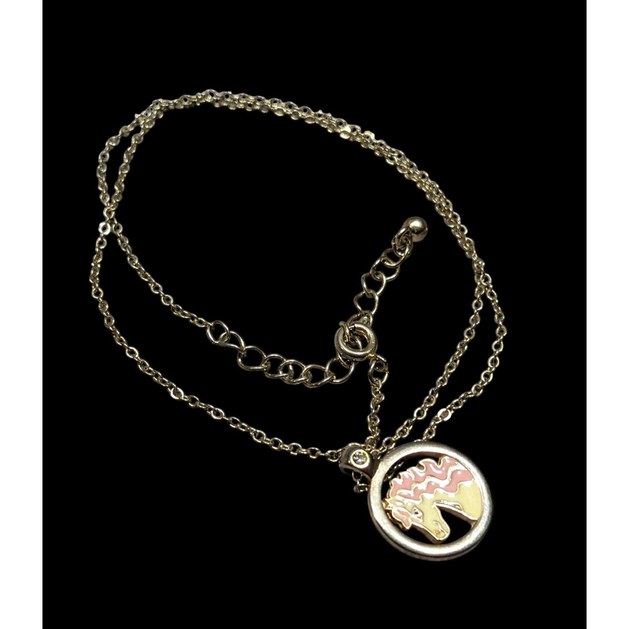 Other Vintage Pink And White Unicorn Pendant Necklace With Gold To Size ONE SIZE - 3 Thumbnail