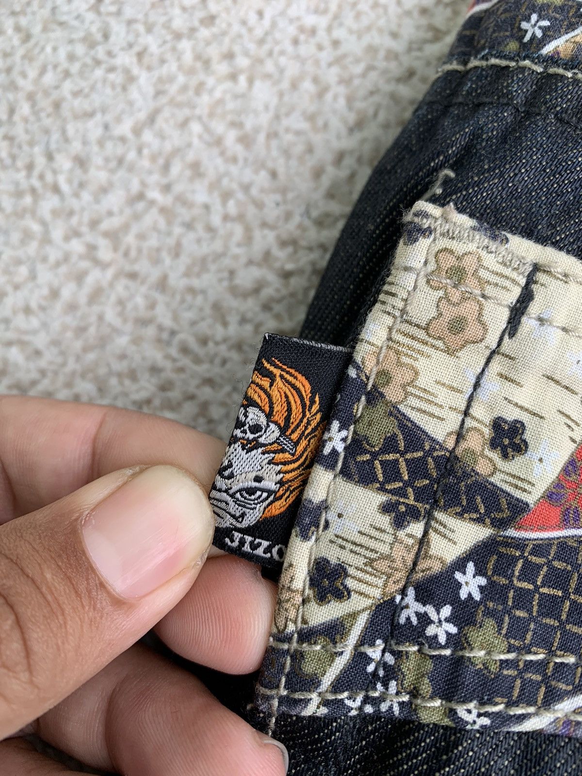 Japanese Brand × Vintage Vtg 00s japanese Zizo Bosatsu embroidered Art Denim Pants Size US 34 / EU 50 - 9 Thumbnail