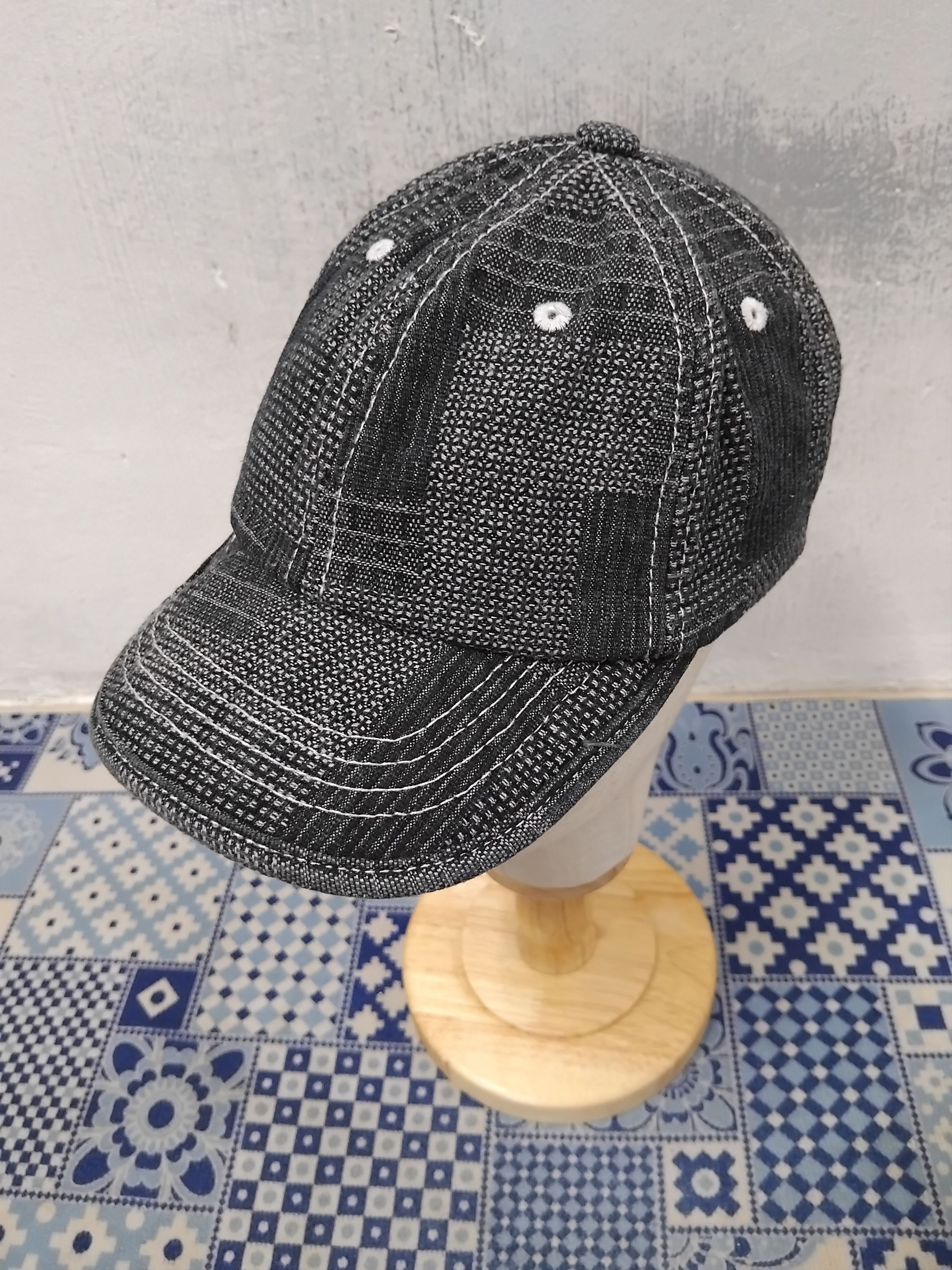 If Six Was Nine Shashiko print black colour kapital inspired cap Size ONE SIZE - 7 Thumbnail