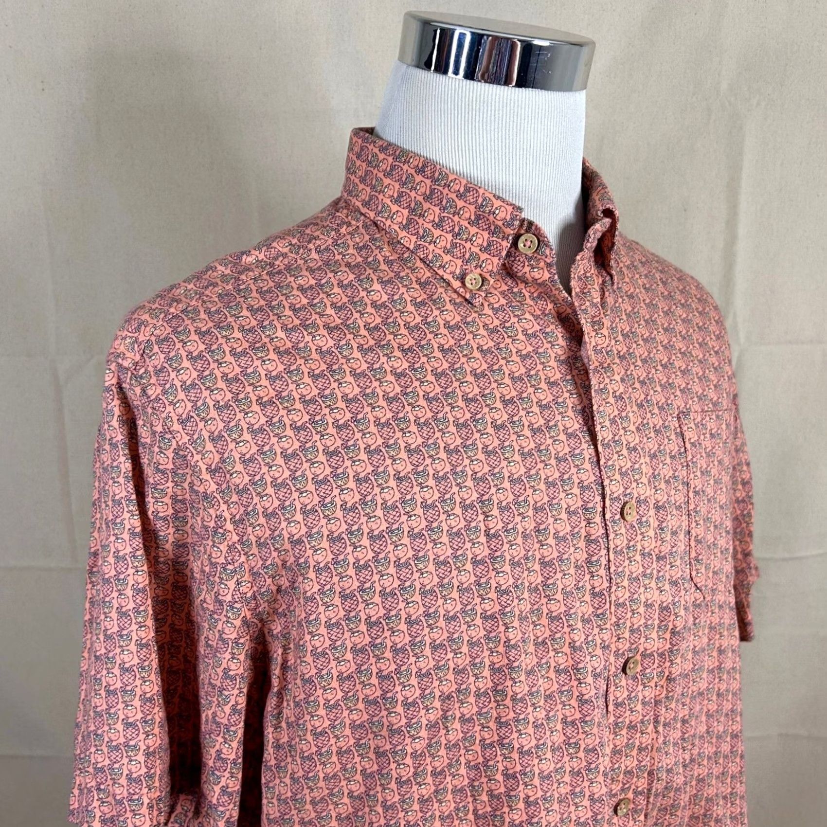 Southern Tide Southern Tide Mens Large Shirt Orange Pineapple Tropical Drinks Linen Blend Size US L / EU 52-54 / 3 - 2 Thumbnail