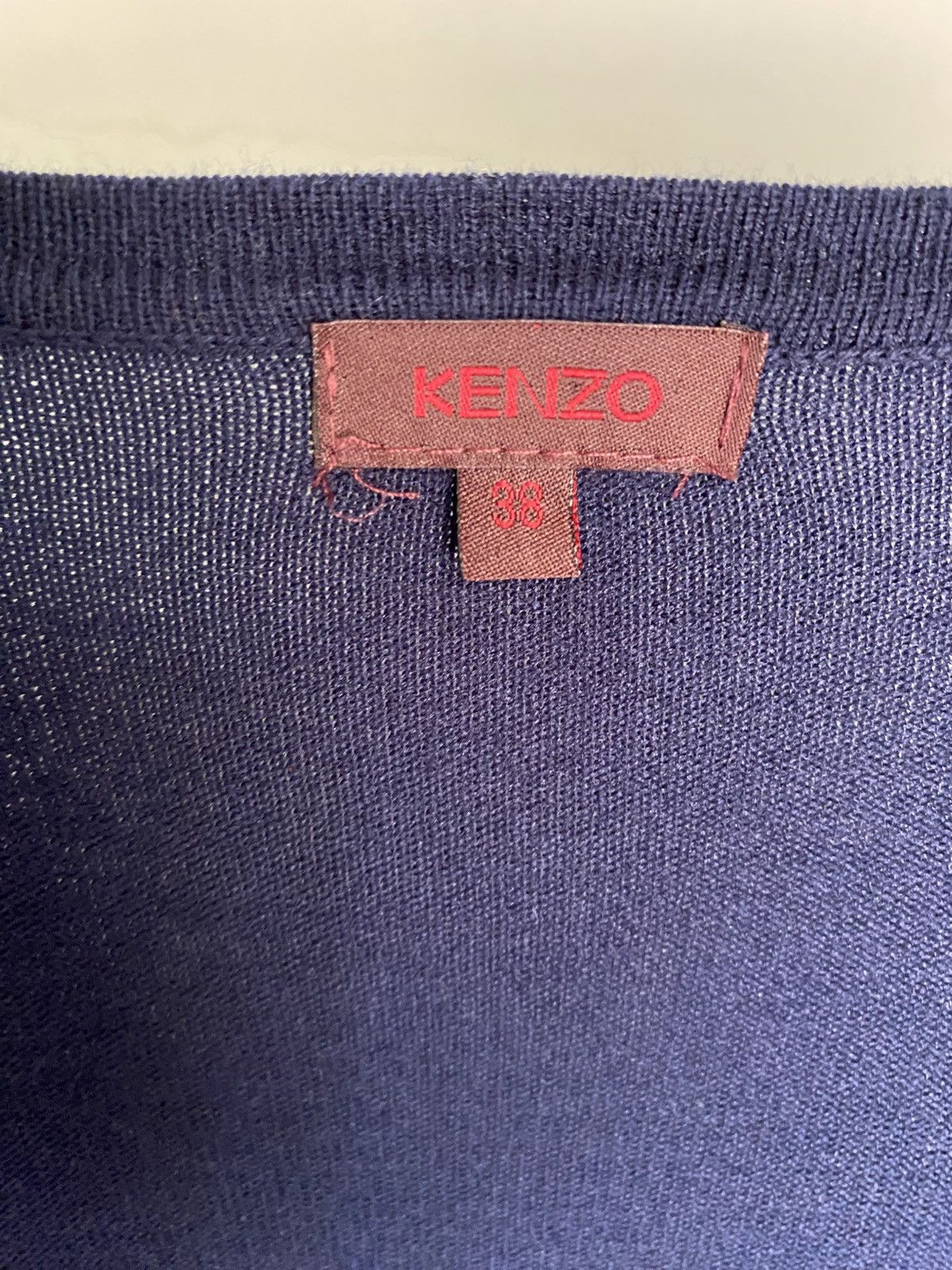 Kenzo KENZO Blue V-Neck Cardigan with Embroidered Trim. Size ONE SIZE - 9 Thumbnail
