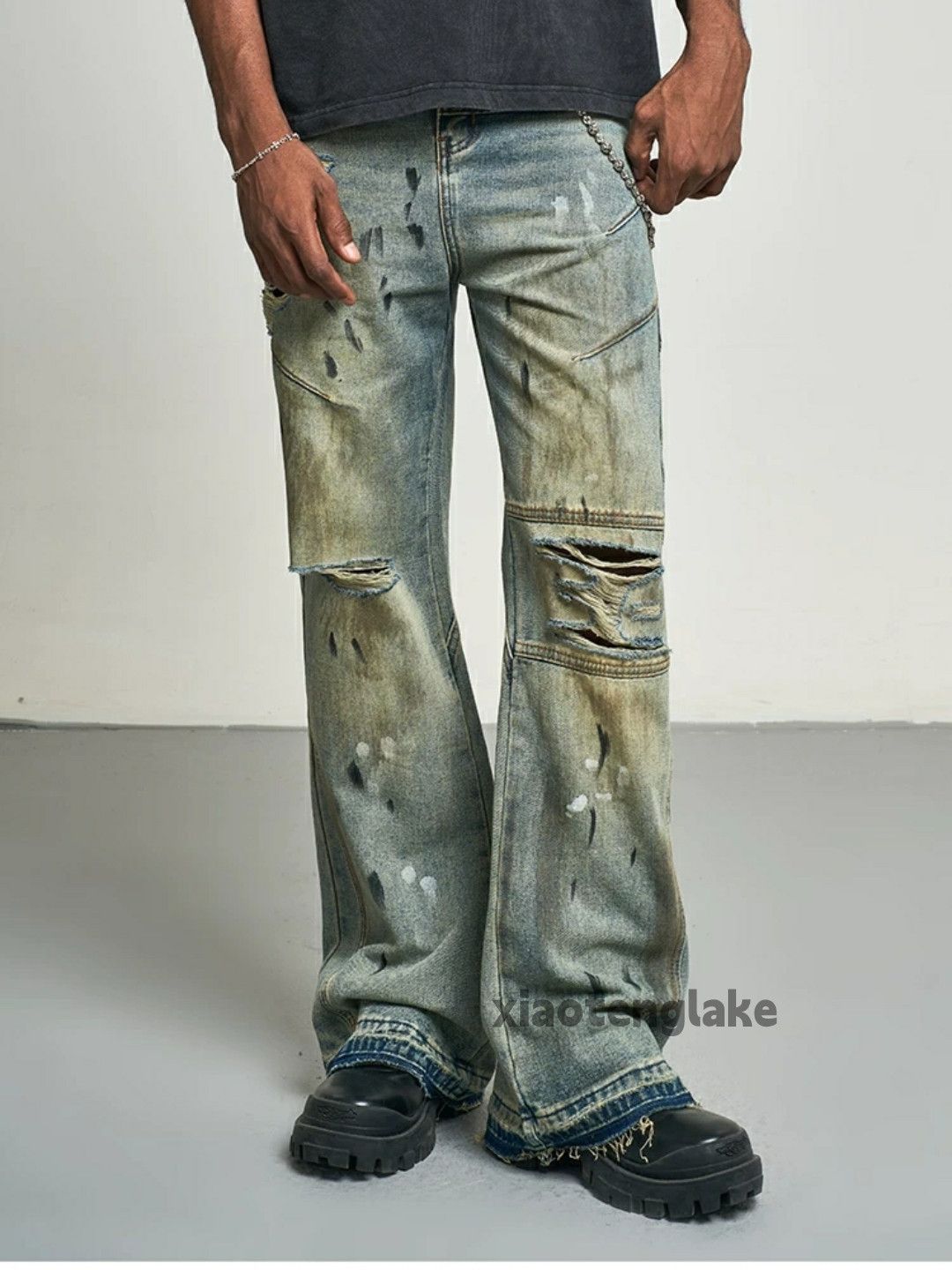 Jean × Vintage washed faded paint stain damaged grunge jeans Size US 32 / EU 48 - 6 Thumbnail