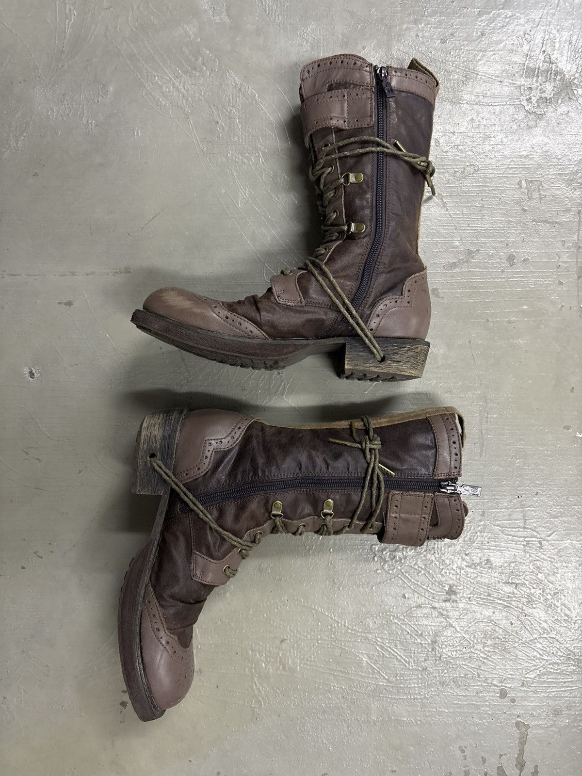 Alfredo Bannister Yosuke Dirk Bikkembergs style lace trough heel leather boots Size US 7.5 / EU 40-41 - 17 Thumbnail