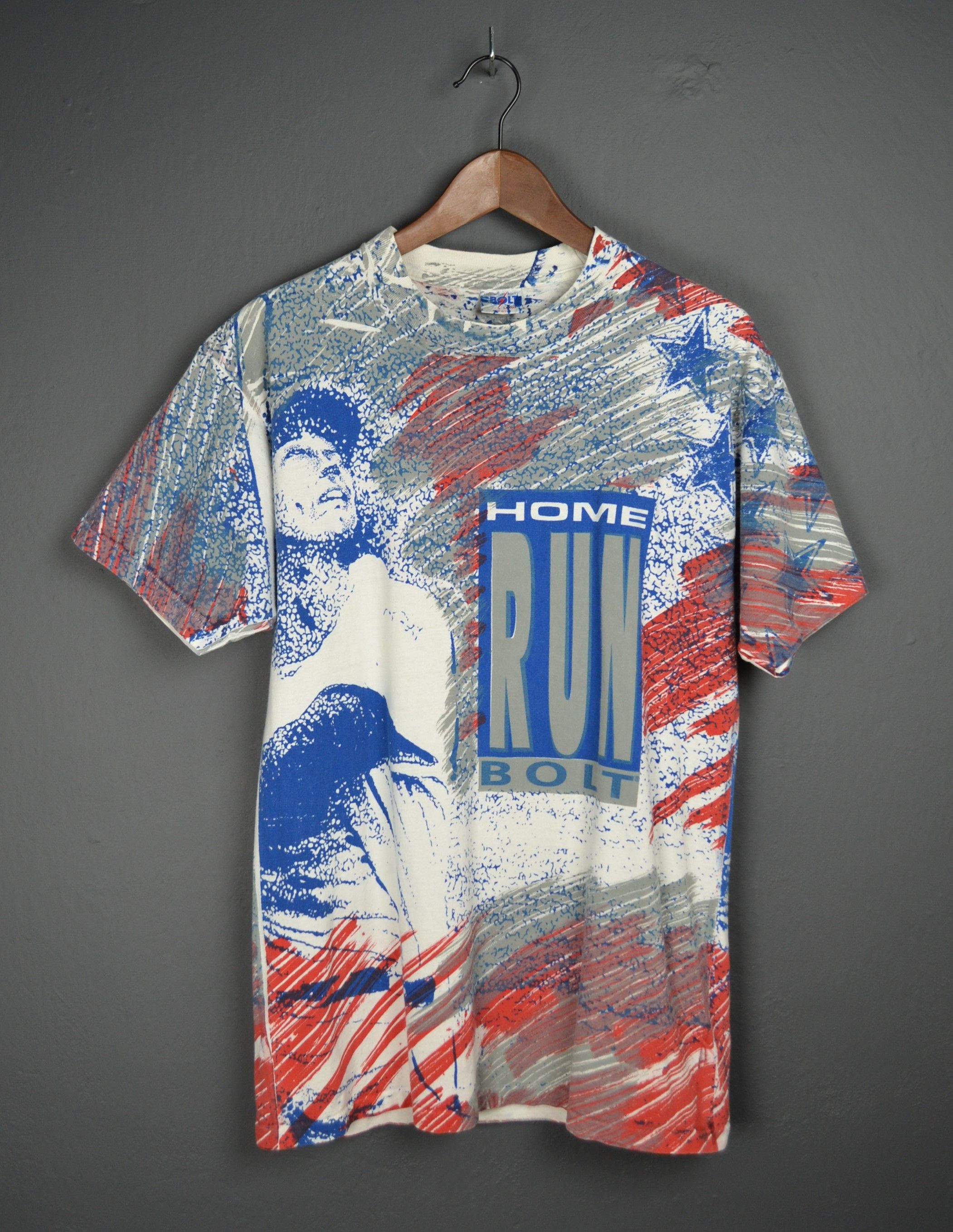 Vintage Bolt Lightning Vintage All over Home Run T-shirt USA 1990s Size US L / EU 52-54 / 3 - 1 Thumbnail