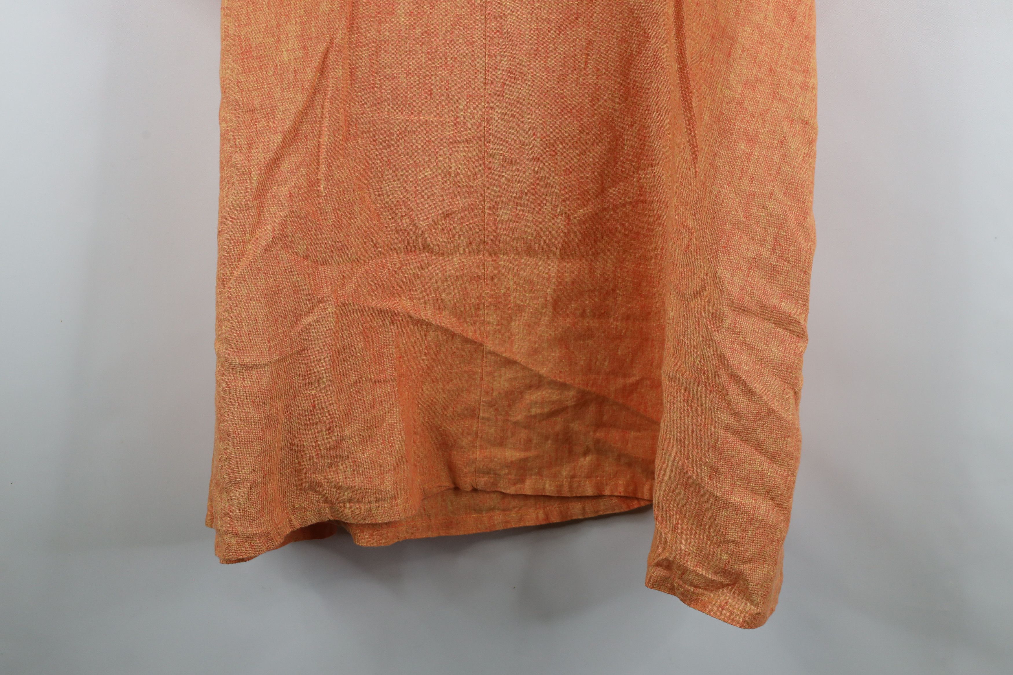 Bryn Walker × Vintage Bryn Walker Lagenlook Linen Pocket Tunic Shirt Orange USA Size L / US 10 / IT 46 - 12 Thumbnail