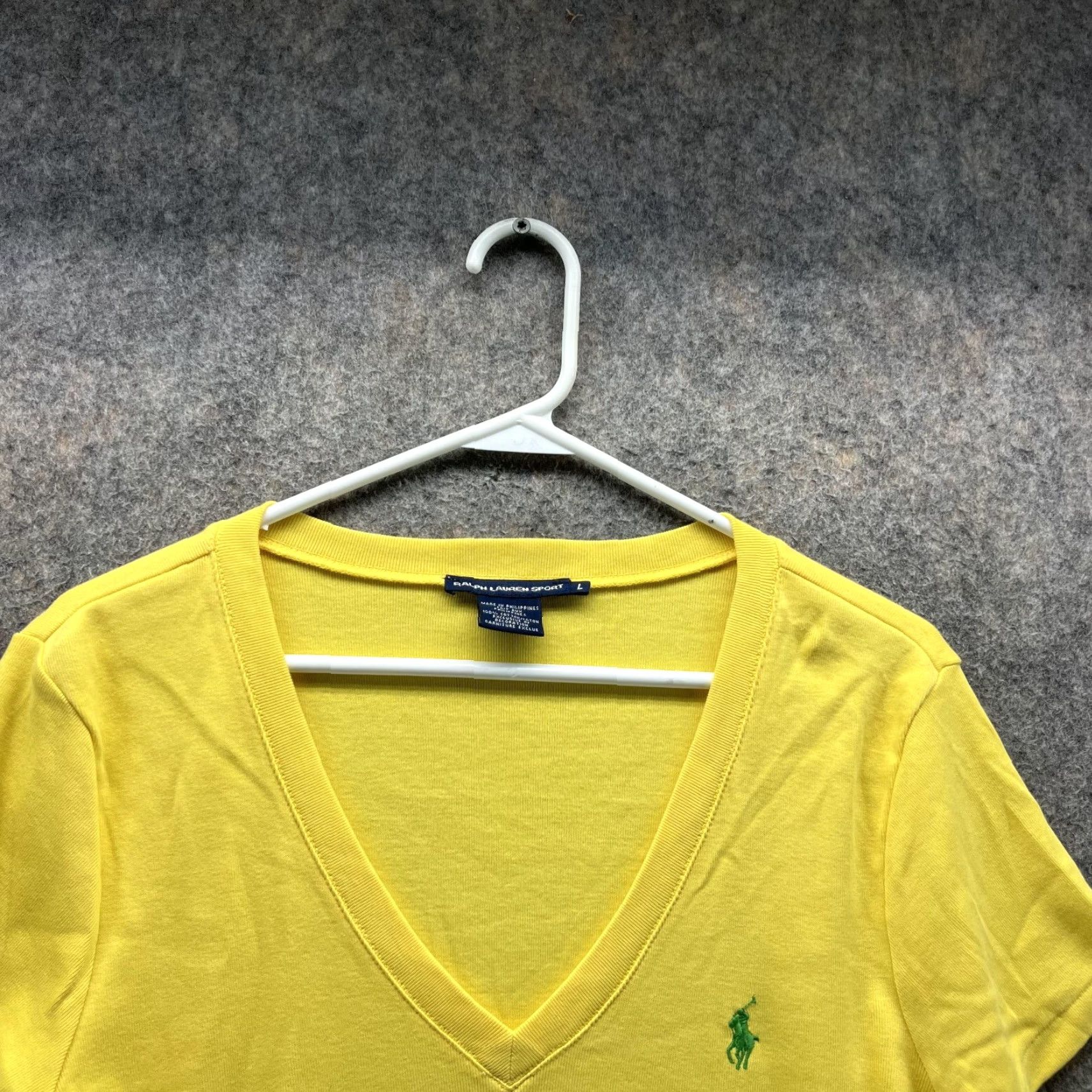 Polo Ralph Lauren VINTAGE Ralph Lauren Sport Shirt Women Large Yellow V Neck Polo Short Sleeve Size L / US 10 / IT 46 - 2 Thumbnail