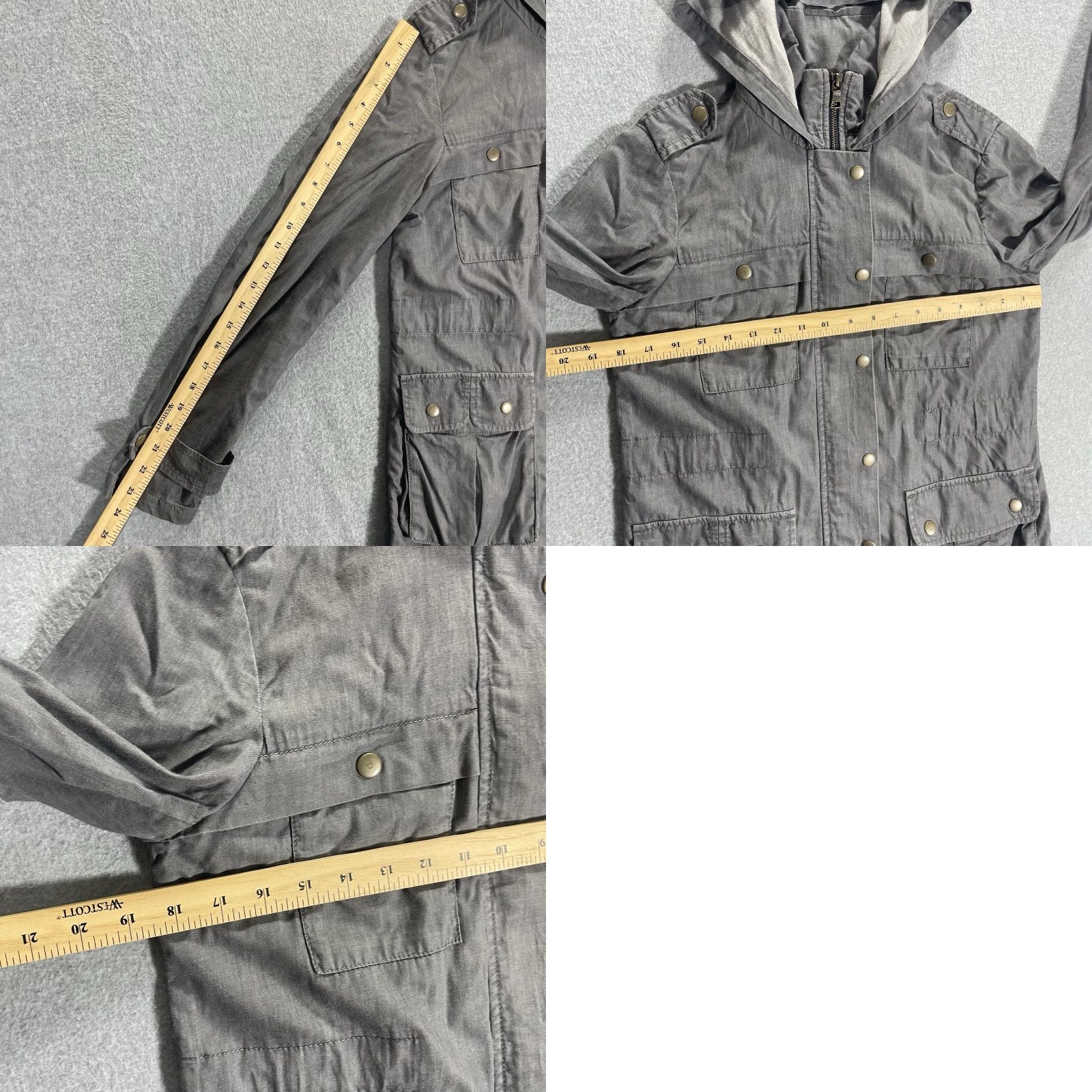 Banana Republic Banana Republic Jacket Chambray Hooded Coat XS Womens Full Zip Pockets Gray Military Style 90s Size XS / US 0-2 / IT 36-38 - 11 Thumbnail