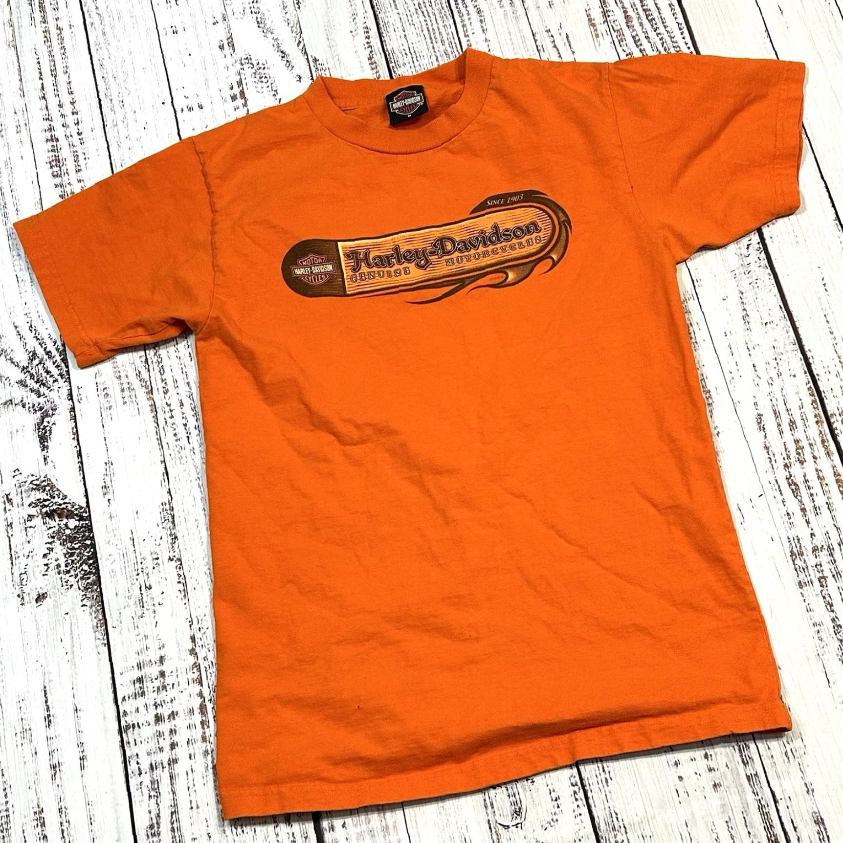 Harley Davidson VINTAGE Harley-Davidson American Legend Tee Port of Huron Michigan Graphic Men’s Medium Orange USA MADE Shirt Size US M / EU 48-50 / 2 - 3 Thumbnail